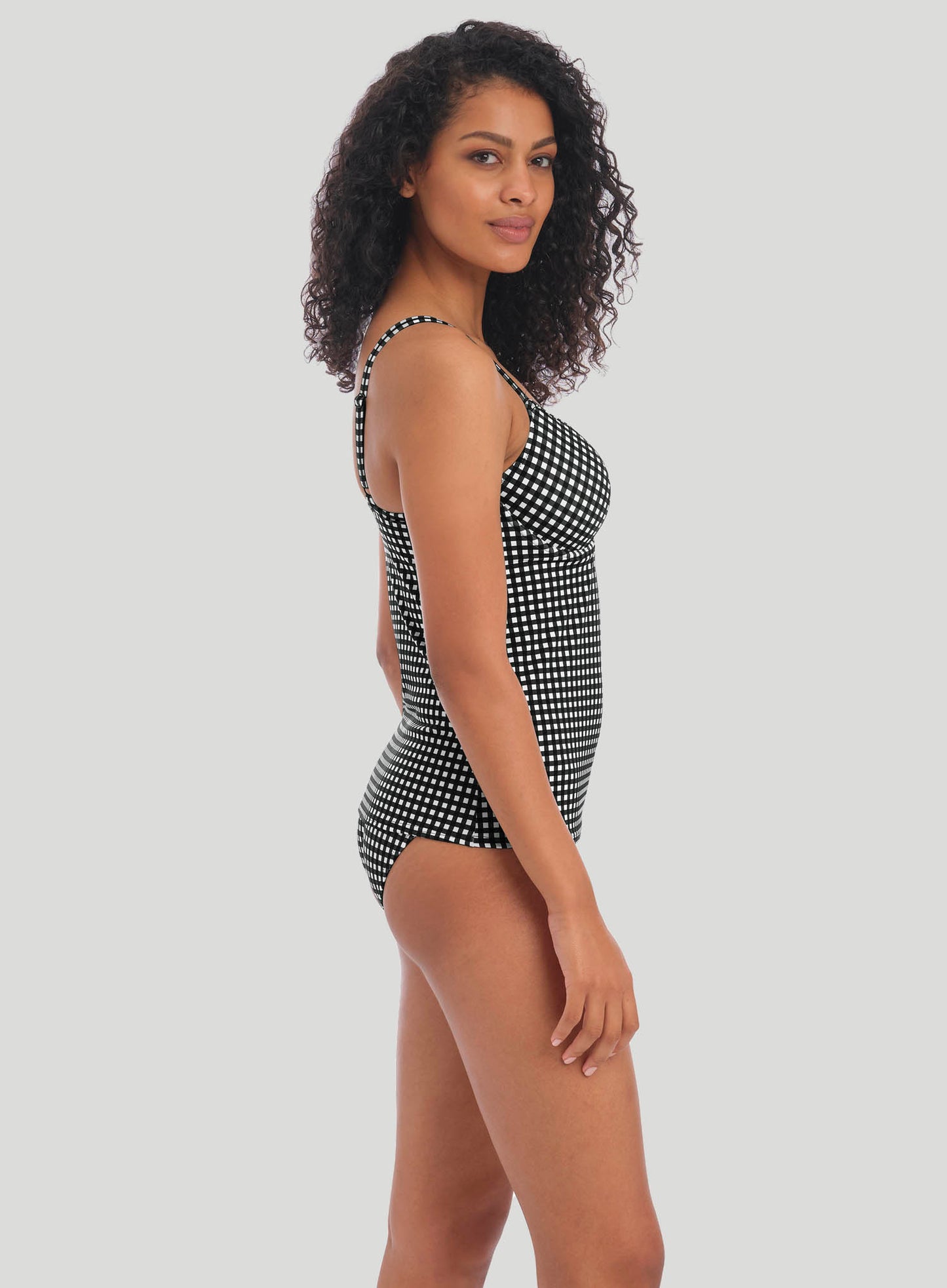 Freya Swimwear: Check In Plunge Tankini Top Monochrome