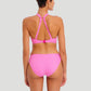 Freya Swimwear: Jewel Cove Underwired High Apex Bikini Top With J Hook Stripe Raspberry