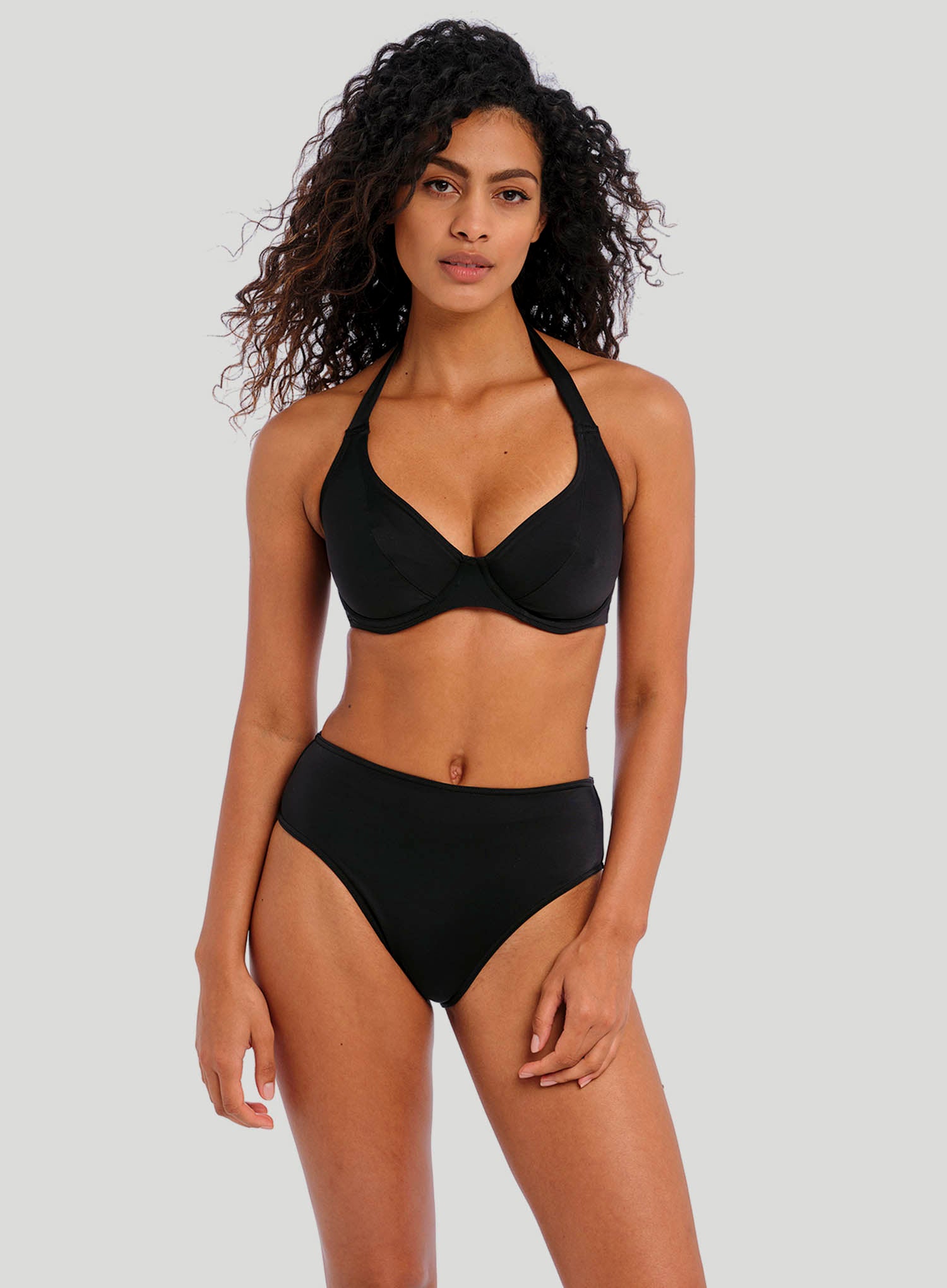 Freya Swimwear: Jewel Cove Underwired Halter Bikini Top Plain Black