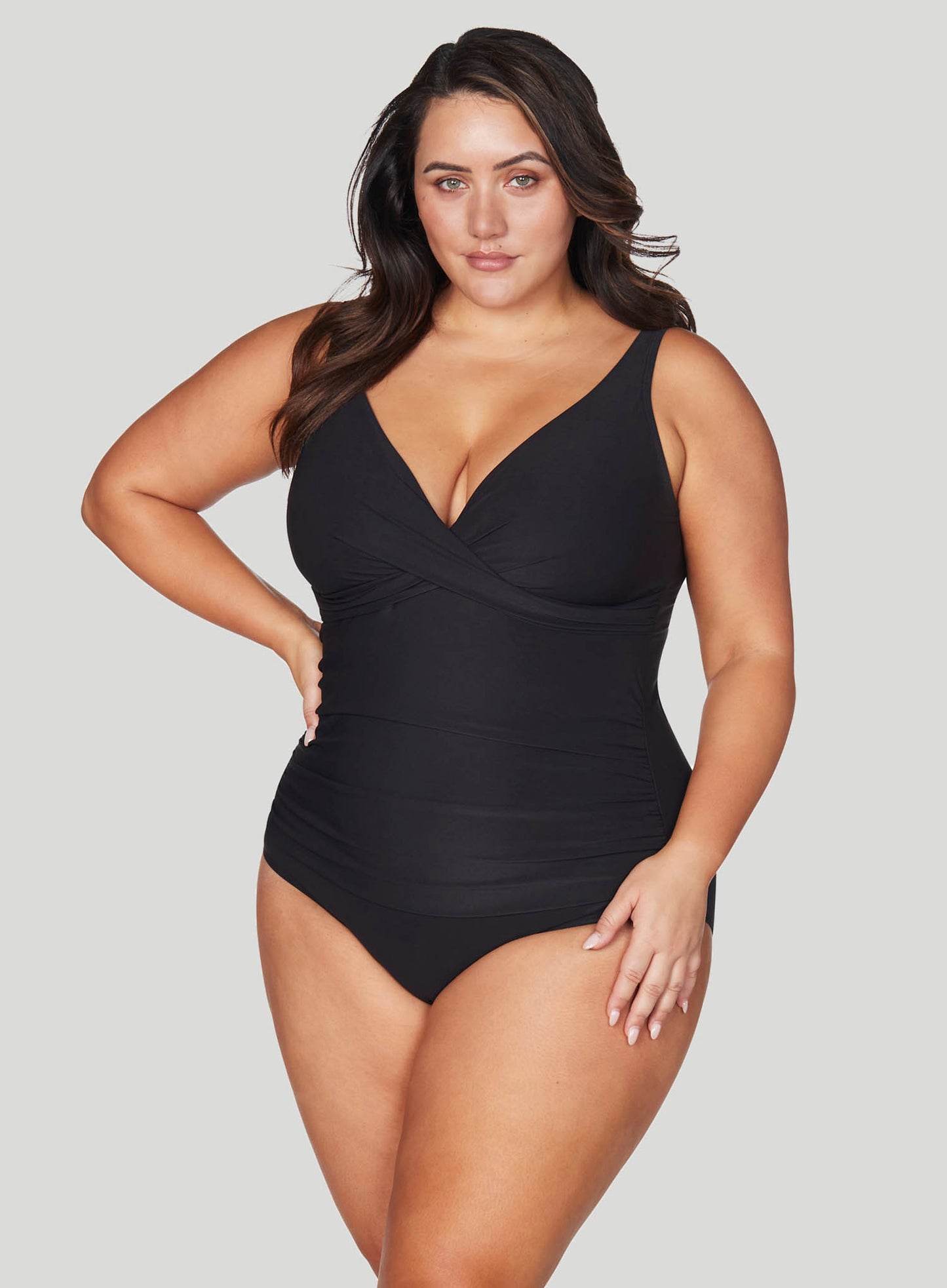 Artesands: Hues Delacroix Cross Front One Piece Swimsuit R Black