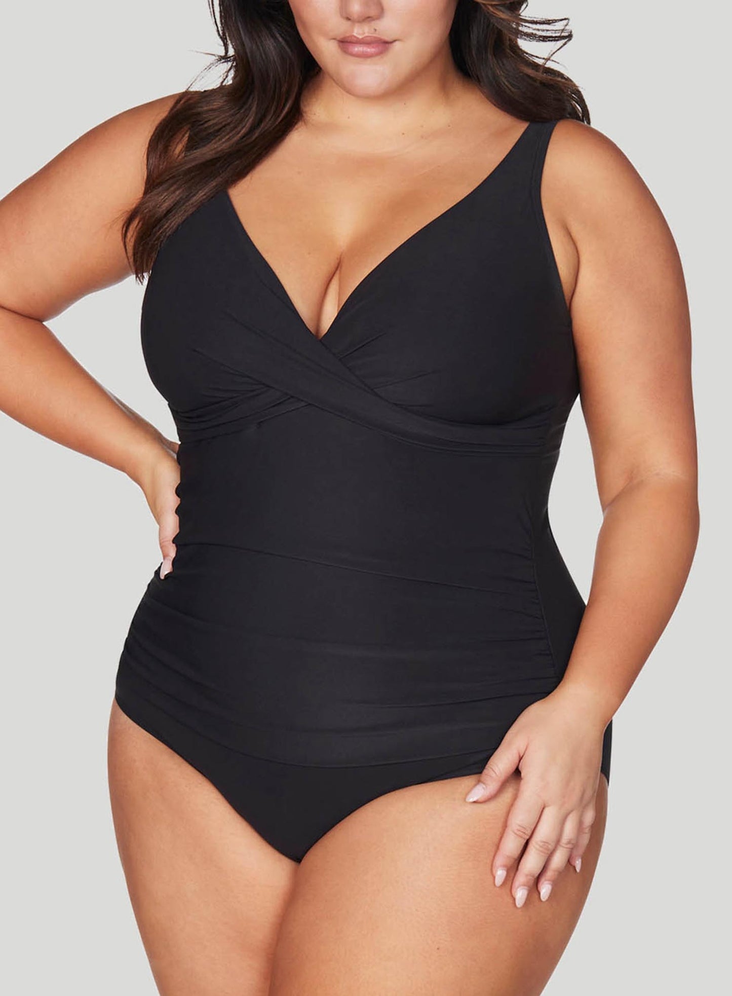 Artesands: Hues Delacroix Cross Front One Piece Swimsuit R Black