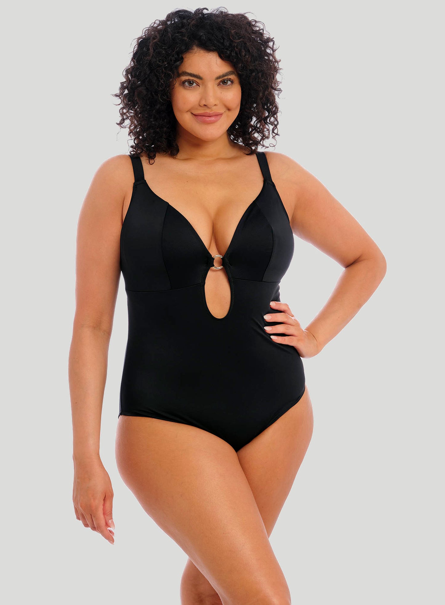 Elomi Swim: Plain Sailing Non Wired Plunge Swimsuit Black