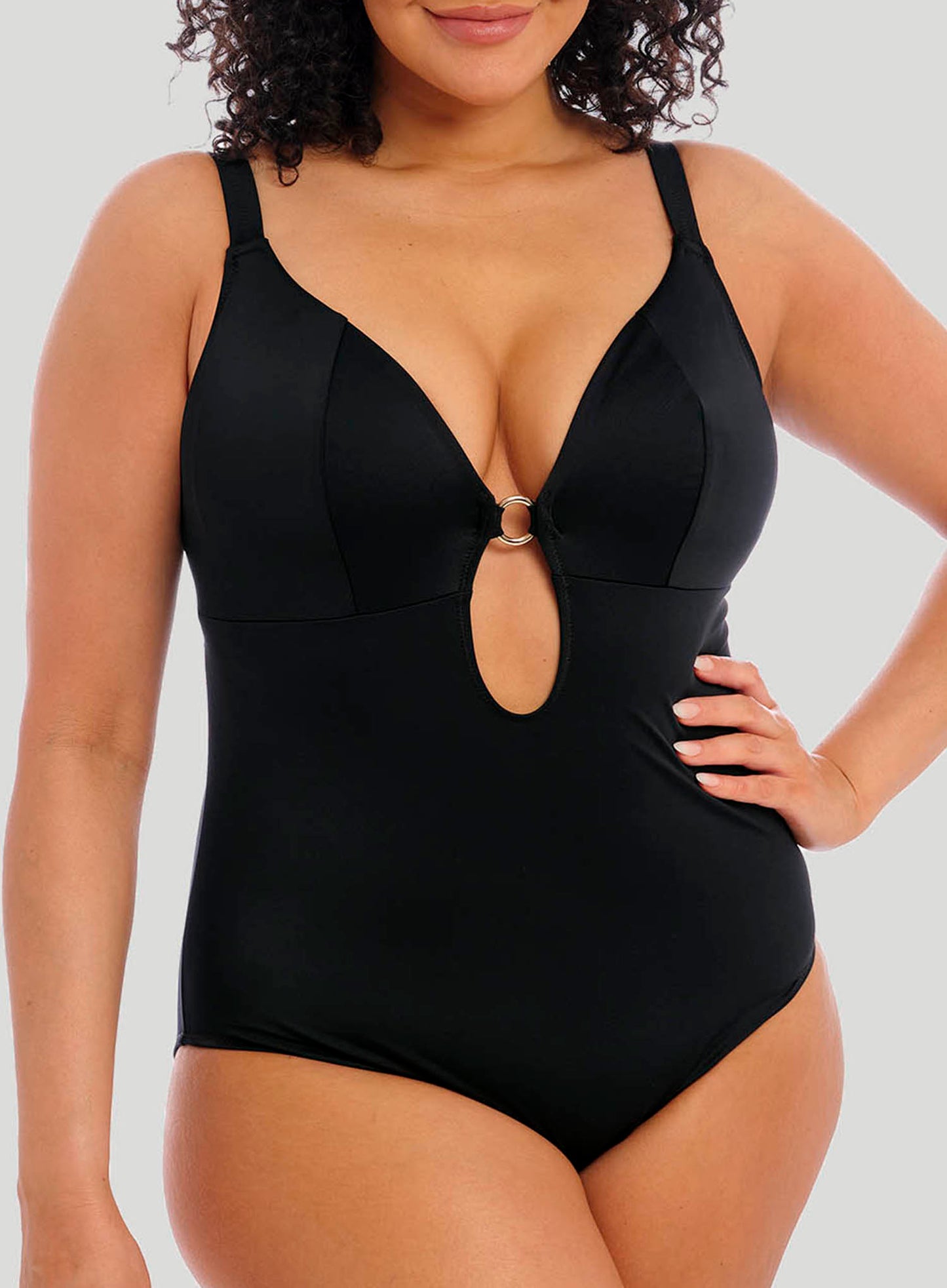 Elomi Swim: Plain Sailing Non Wired Plunge Swimsuit Black