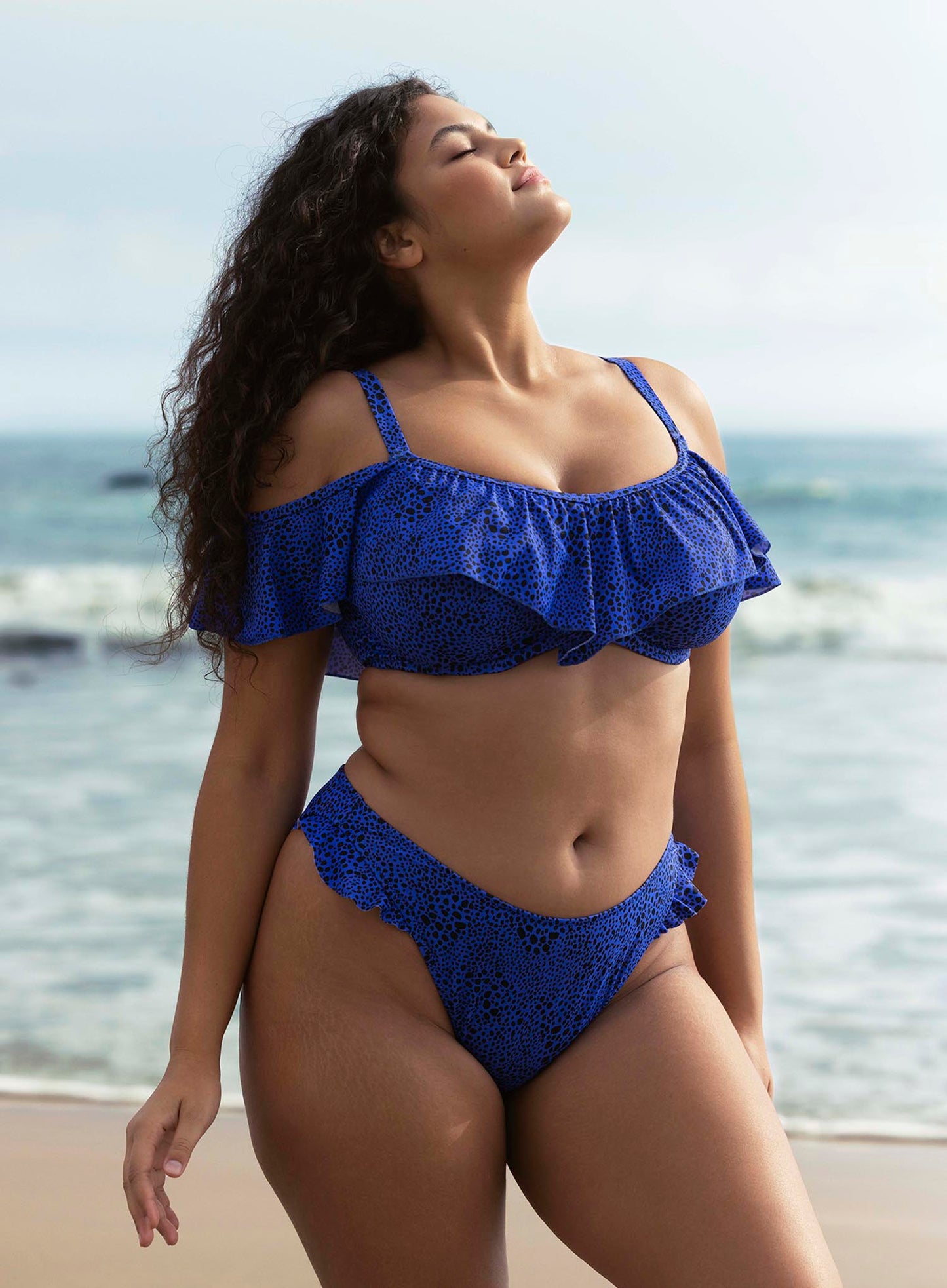 Elomi Swim: Pebble Cove Underwired Ruffle Bikini Top Blue