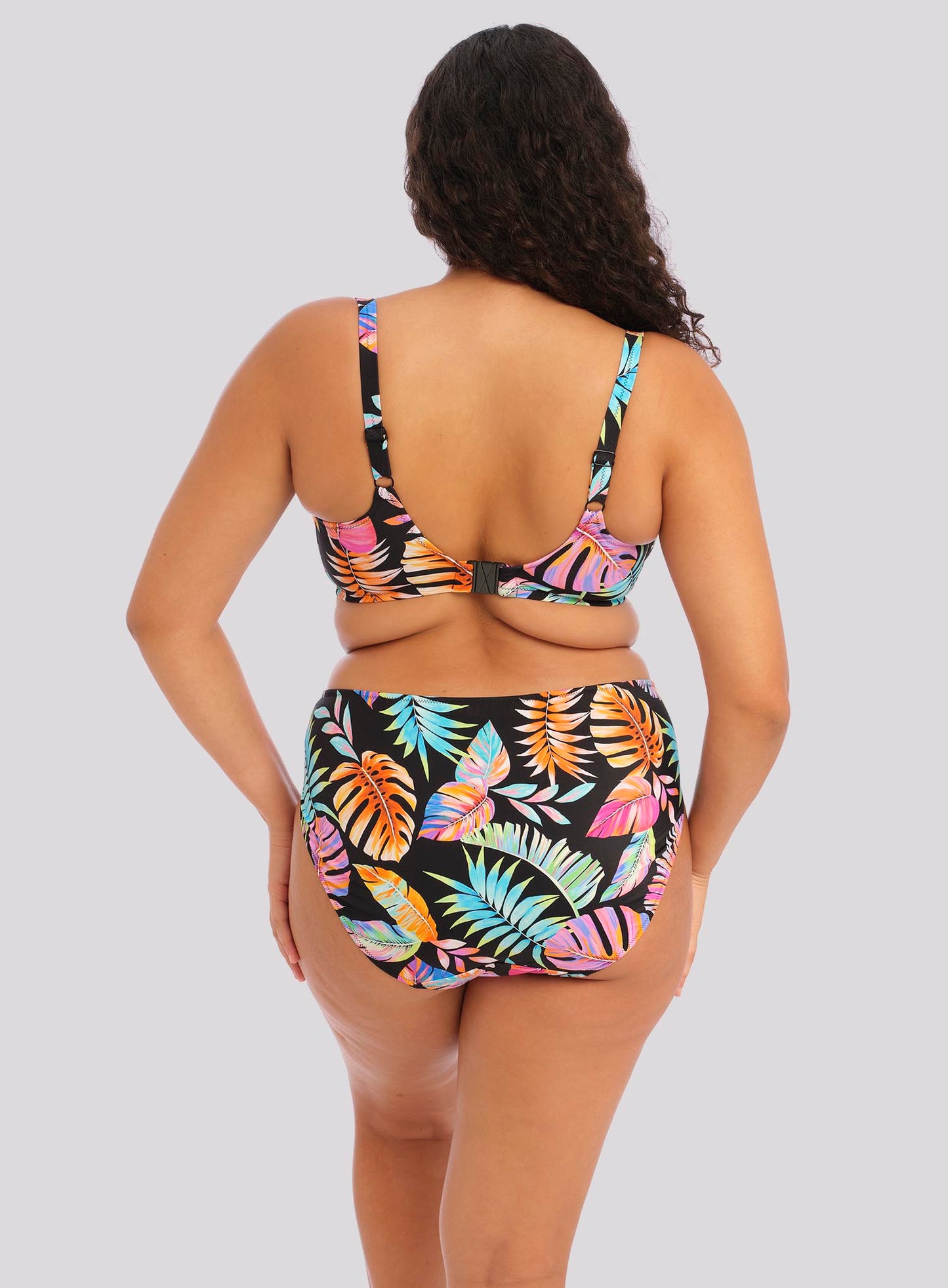 Elomi Swim: Tropical Falls Mid Rise Bikini Brief Black