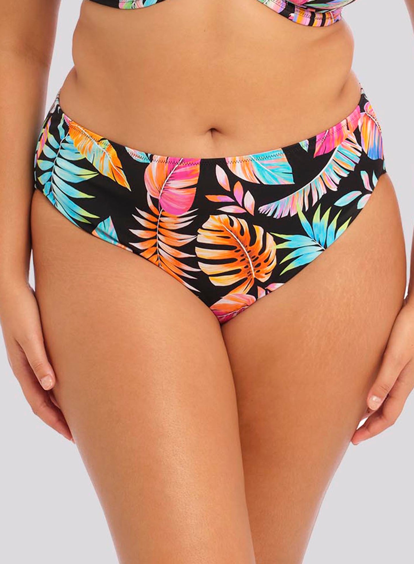 Elomi Swim: Tropical Falls Mid Rise Bikini Brief Black