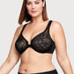 Glamorise: All Over Lace Front Opening Wonderwire Bra Black