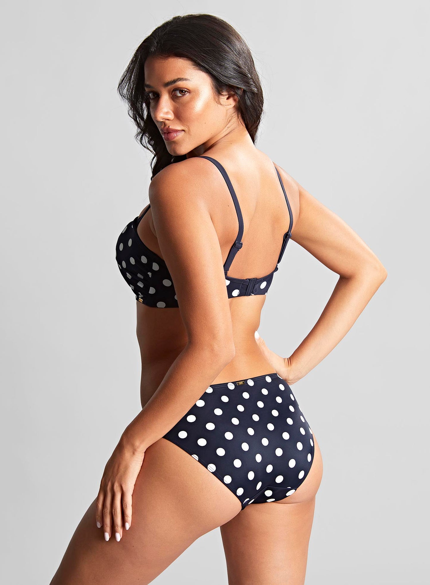 Panache Swimwear: Anya Riva Spot Gathered Bikini Brief Navy Vanilla