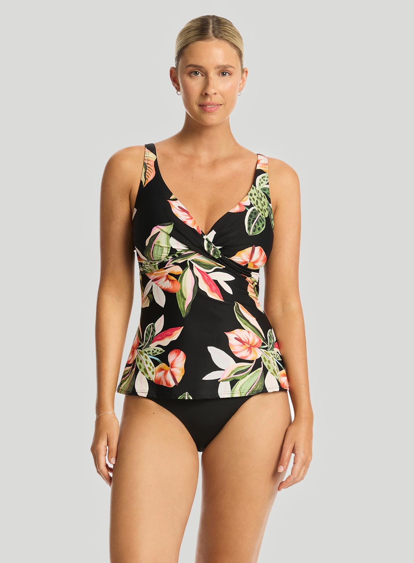 Sea Level: Sundown Cross Front Swing Tankini Black