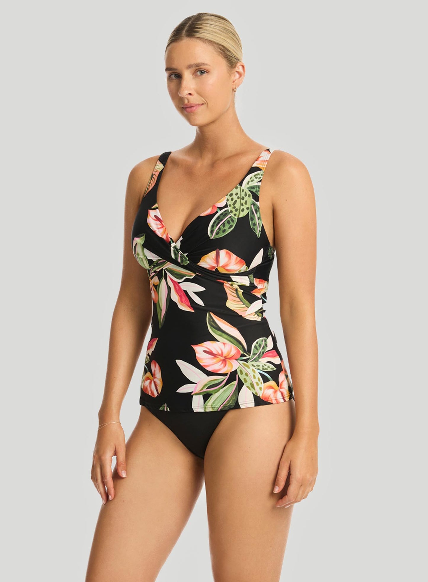 Sea Level: Sundown Cross Front Swing Tankini Black