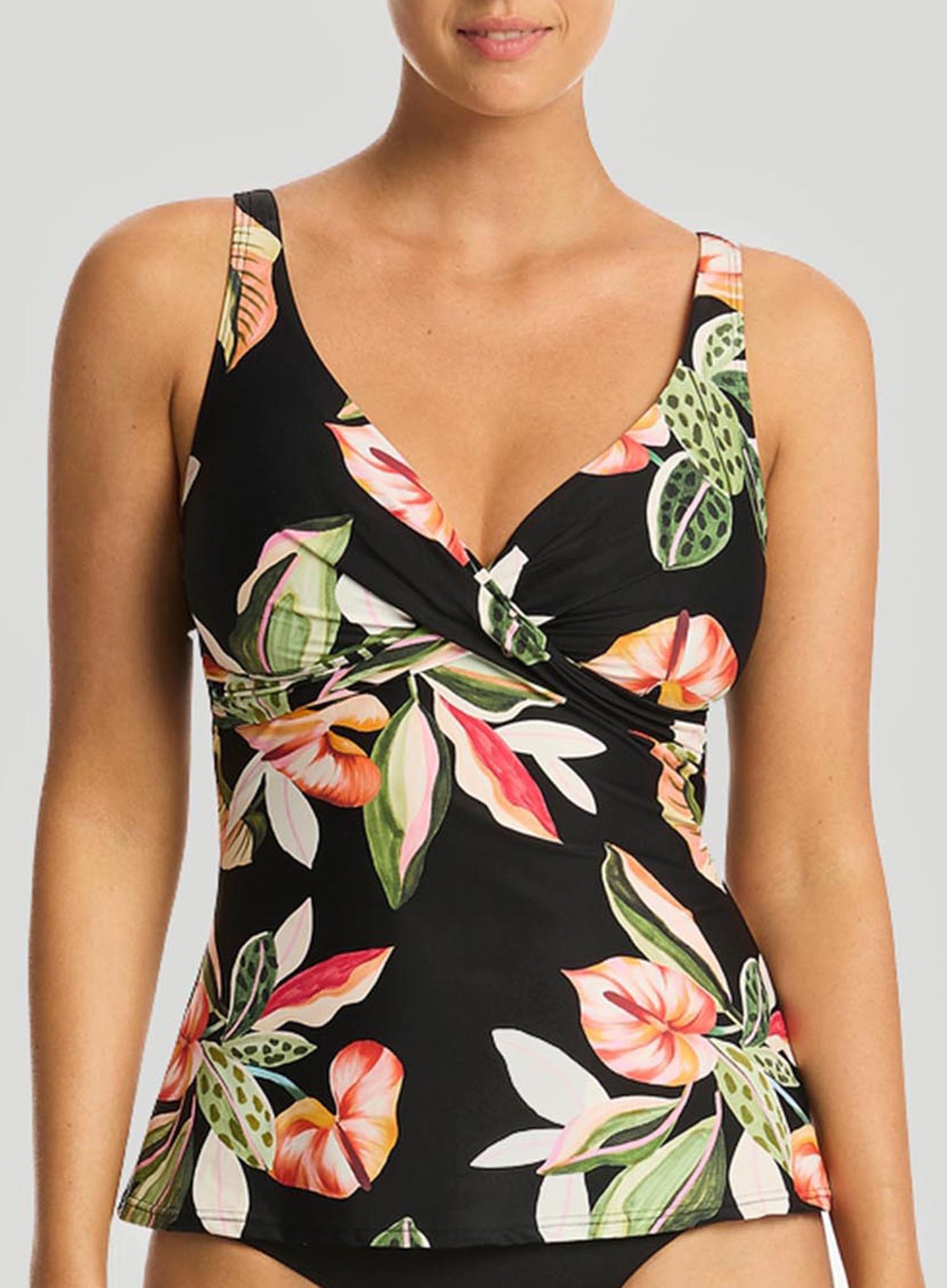 Sea Level: Sundown Cross Front Swing Tankini Black