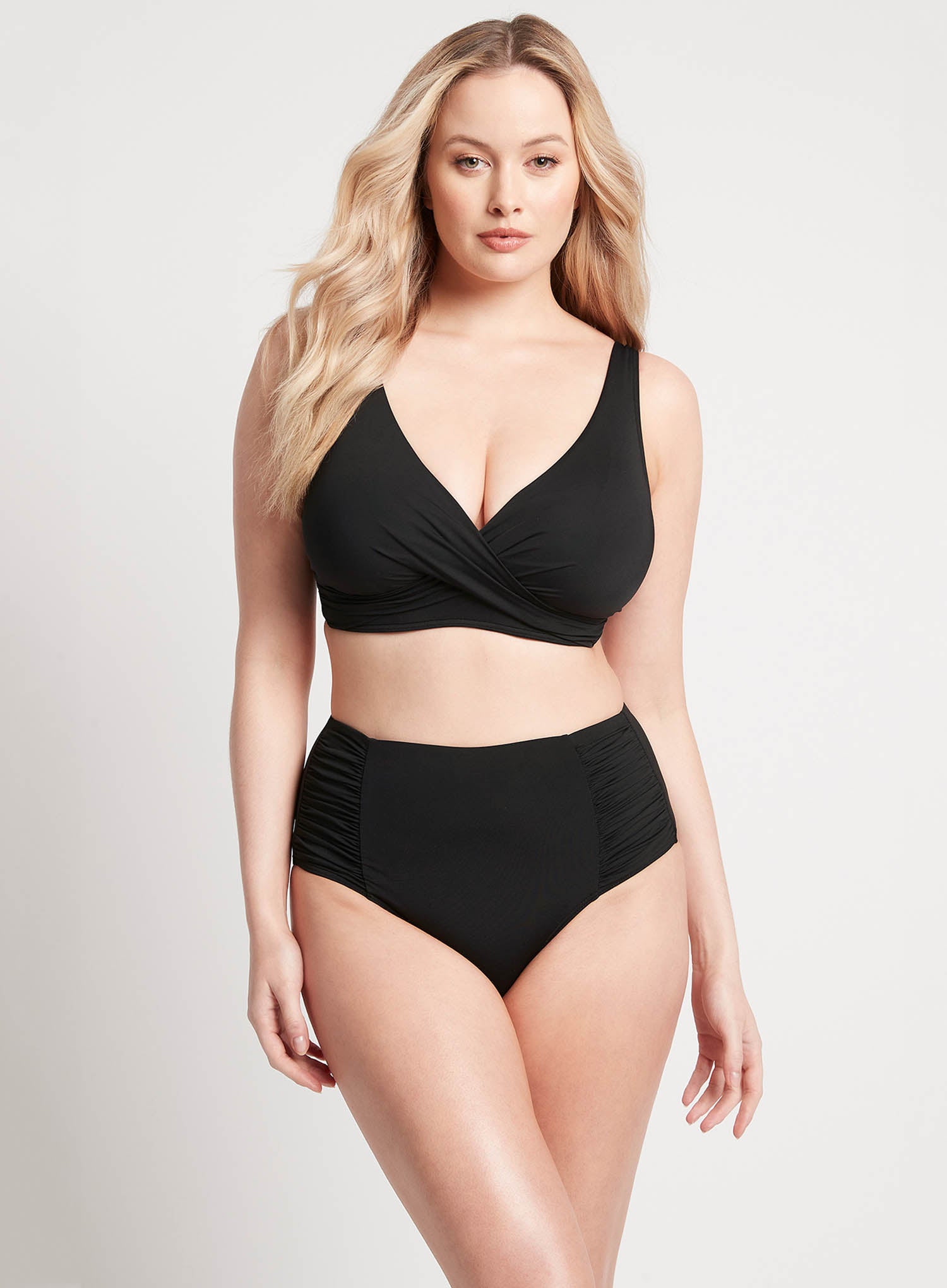 Sea Level: Eco Essentials Cross Front Bikini Top G Cup Black