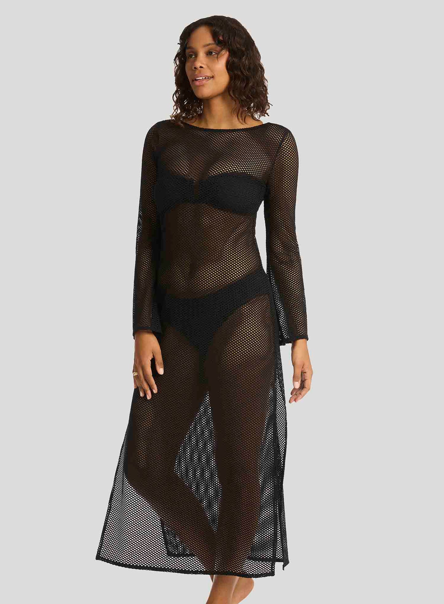 Sea Level: Surf Mesh Long Dress Black