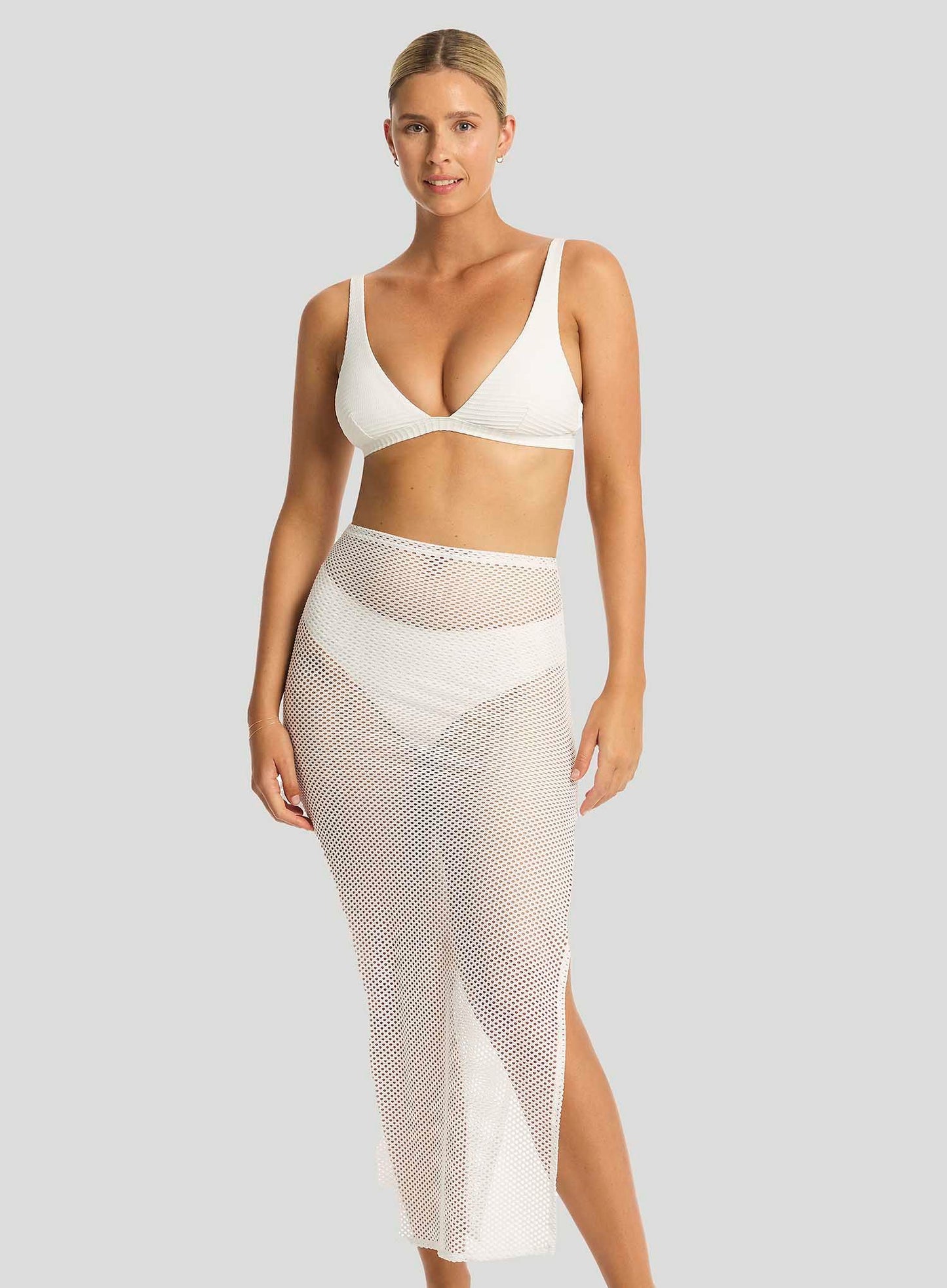 Sea Level: Surf Mesh Long Skirt White