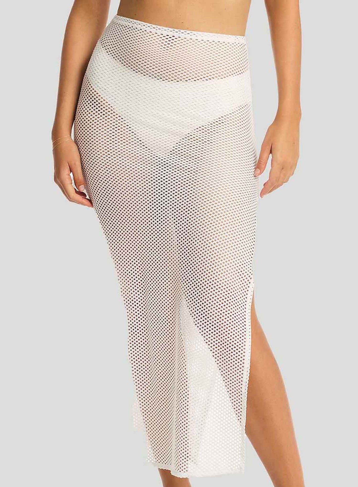 Sea Level: Surf Mesh Long Skirt White