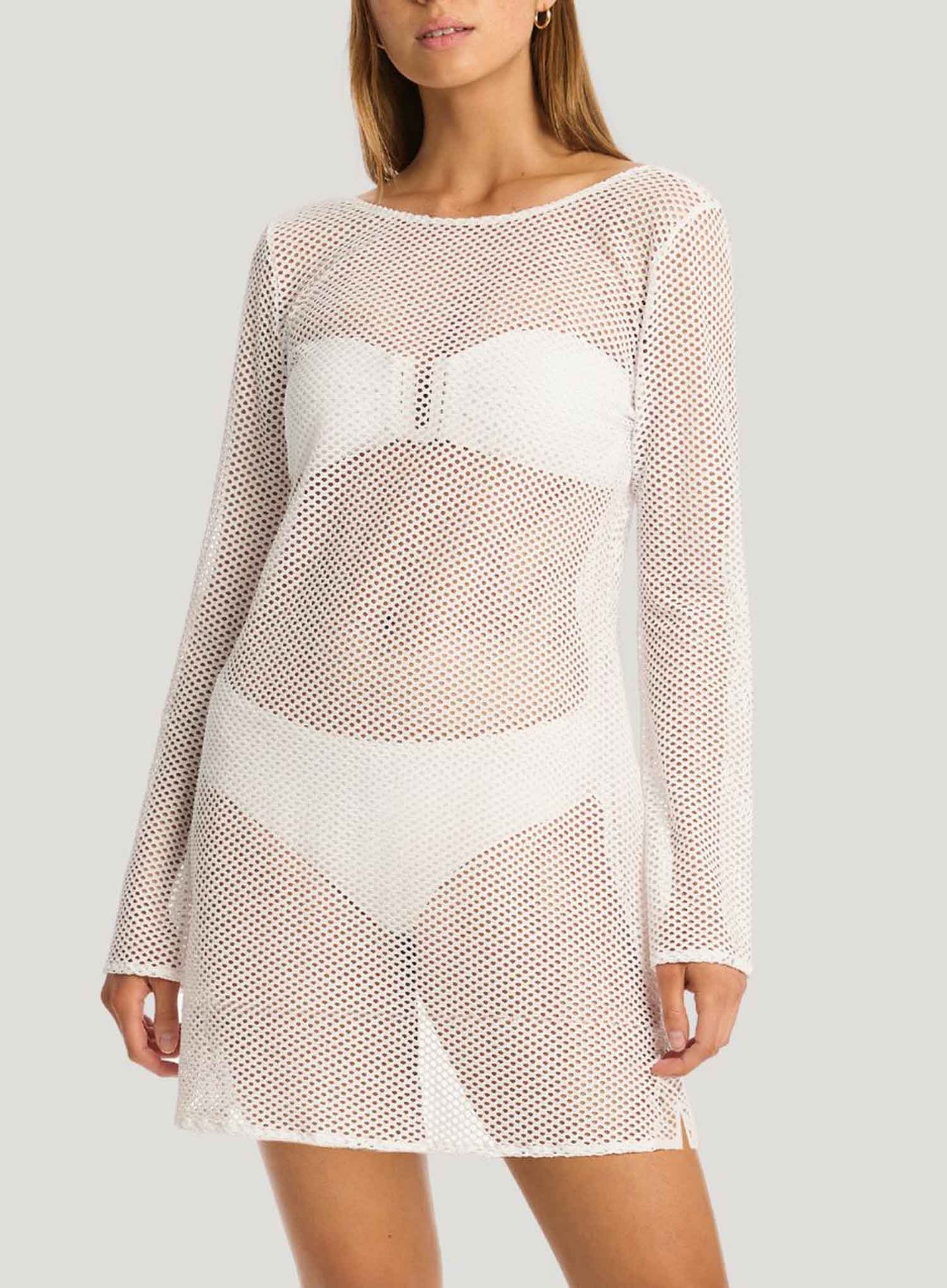 Sea Level: Surf Mesh Cover Up White