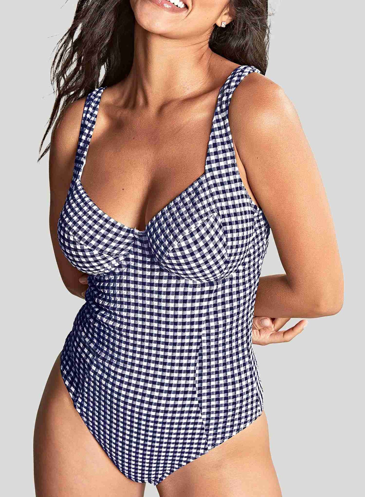 Panache Swimwear: Paloma Balconette One Piece Navy Gingham