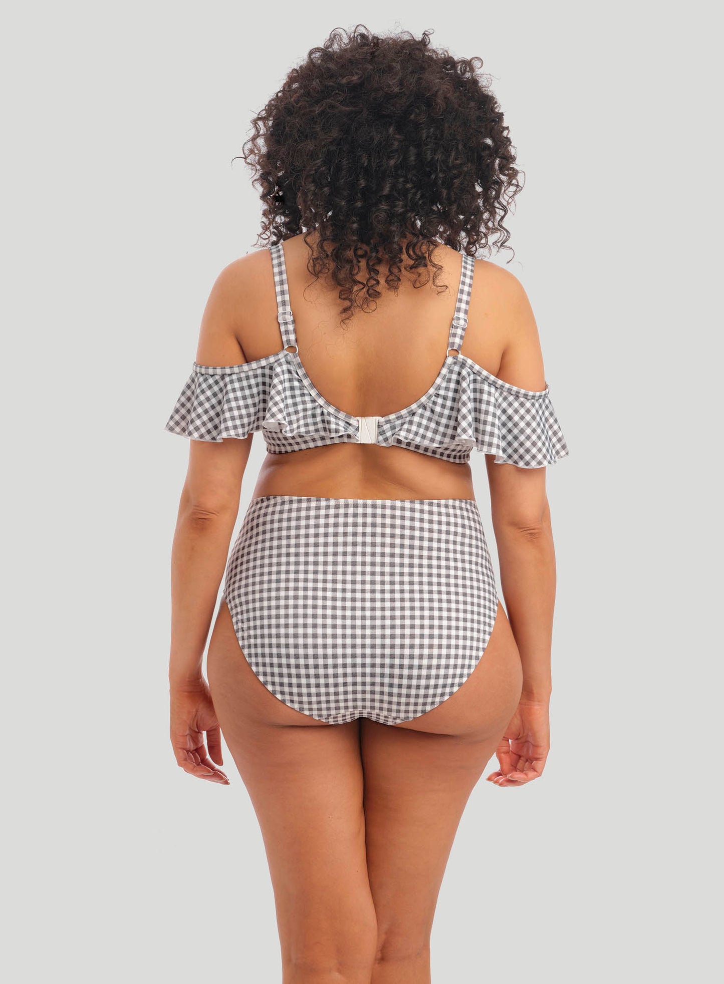 Elomi Swim: Checkmate Bikini Top With Ruffle Greymarle
