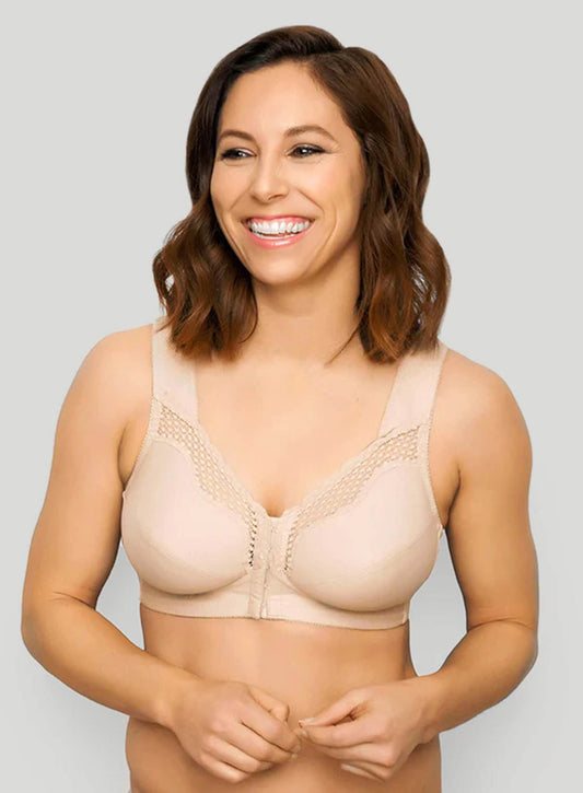 Exquisite Form: Front Opening Cotton Posture Bra Nude