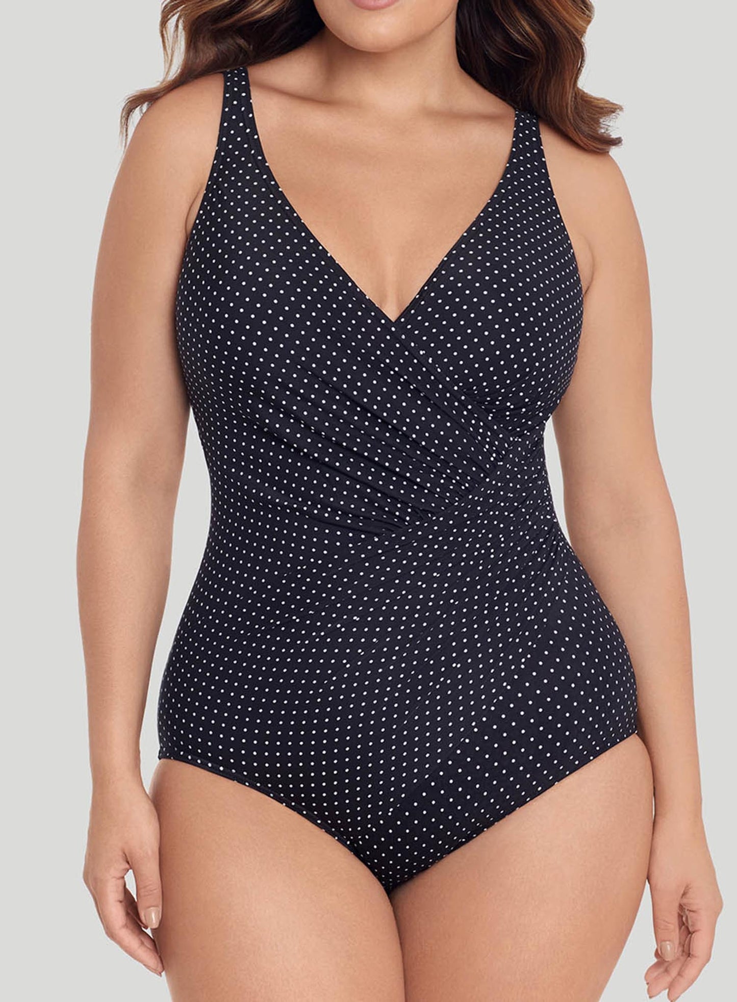Miraclesuit Swimwear: Womens Pin Point Oceanus Soft Cup Shaping Swimsuit Black White