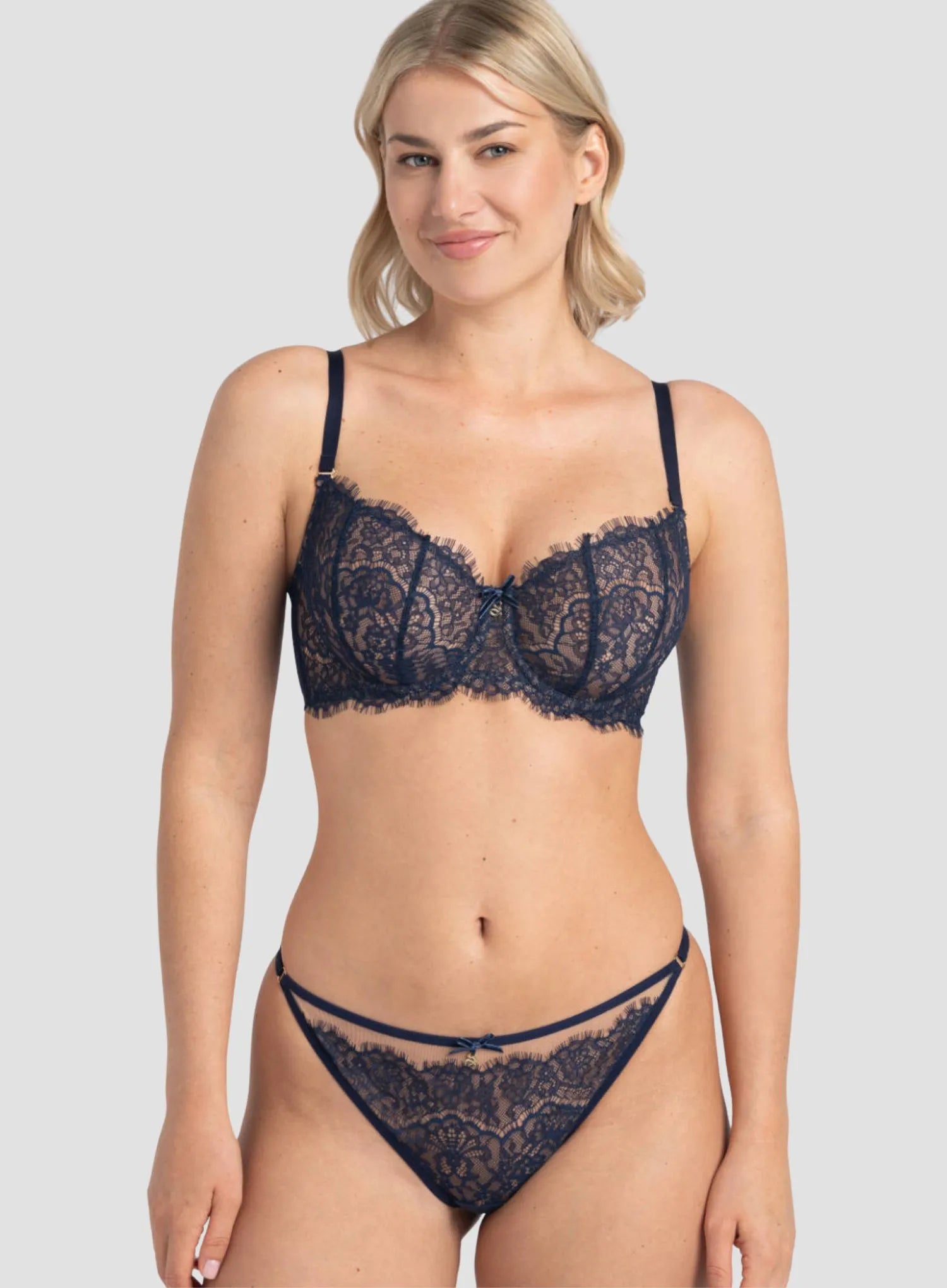 Samanta Lingerie: Lara Soft Half Cup Bra Navy Blue