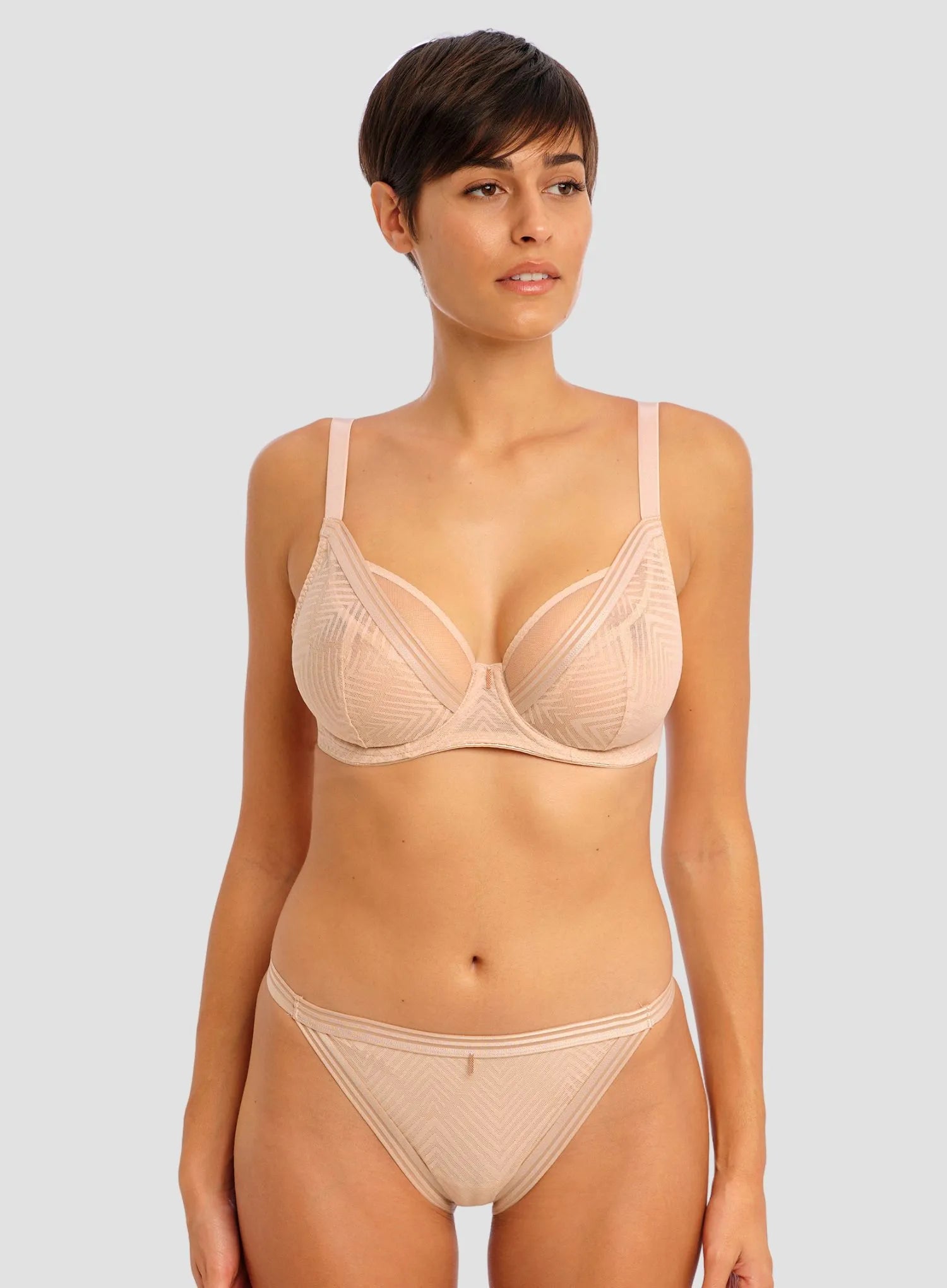 Freya: Tailored High Apex Underwired Plunge Bra Natural Beige