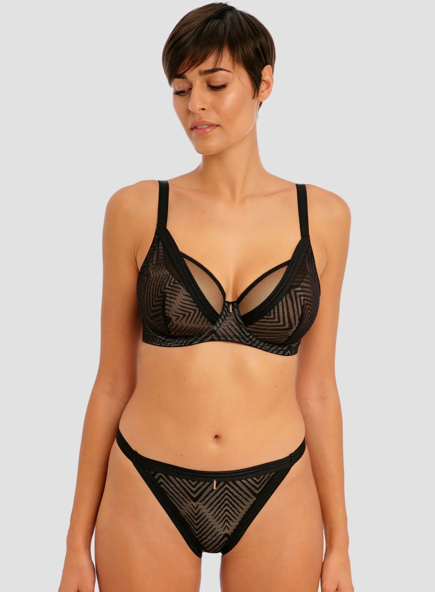 Freya: Tailored High Apex Underwired Plunge Bra Black
