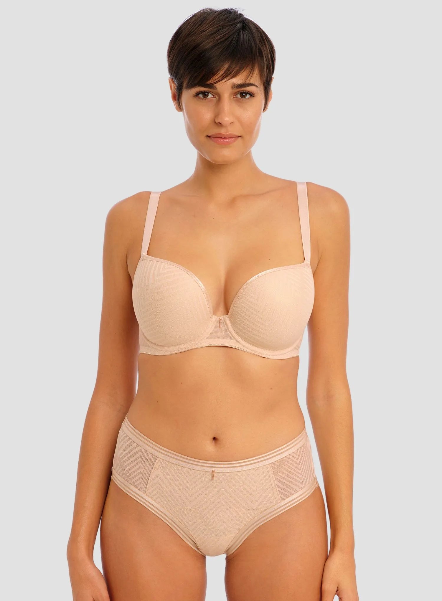 Freya: Tailored Smooth Moulded Plunge Underwired Bra Natural Beige