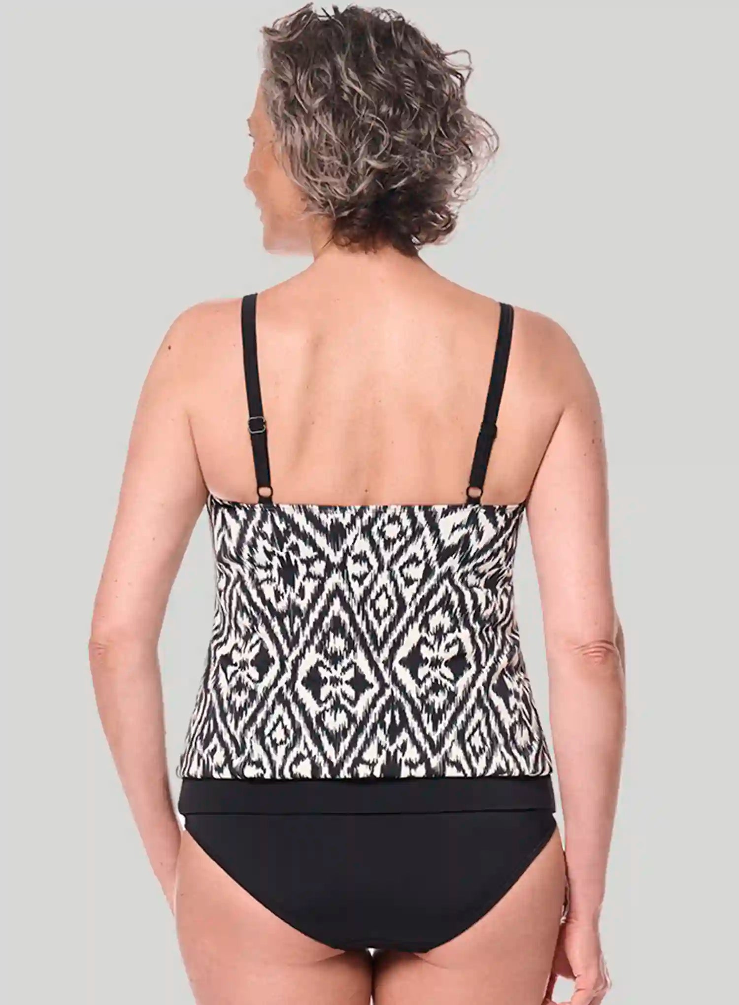 Amoena: Salta Blouson Mastectomy Tankini Black White