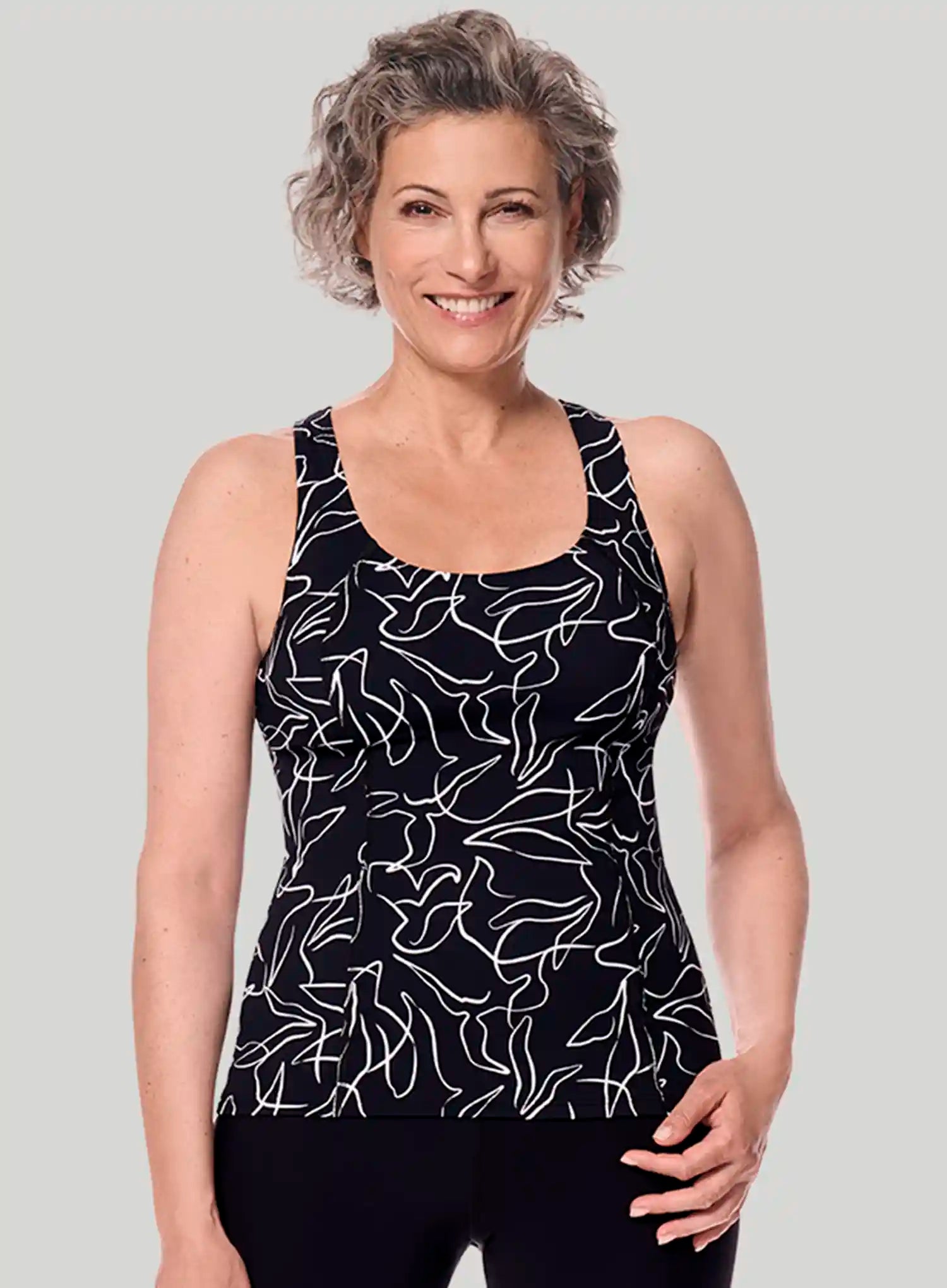 Amoena: Lagos Mastectomy Tankini Black White