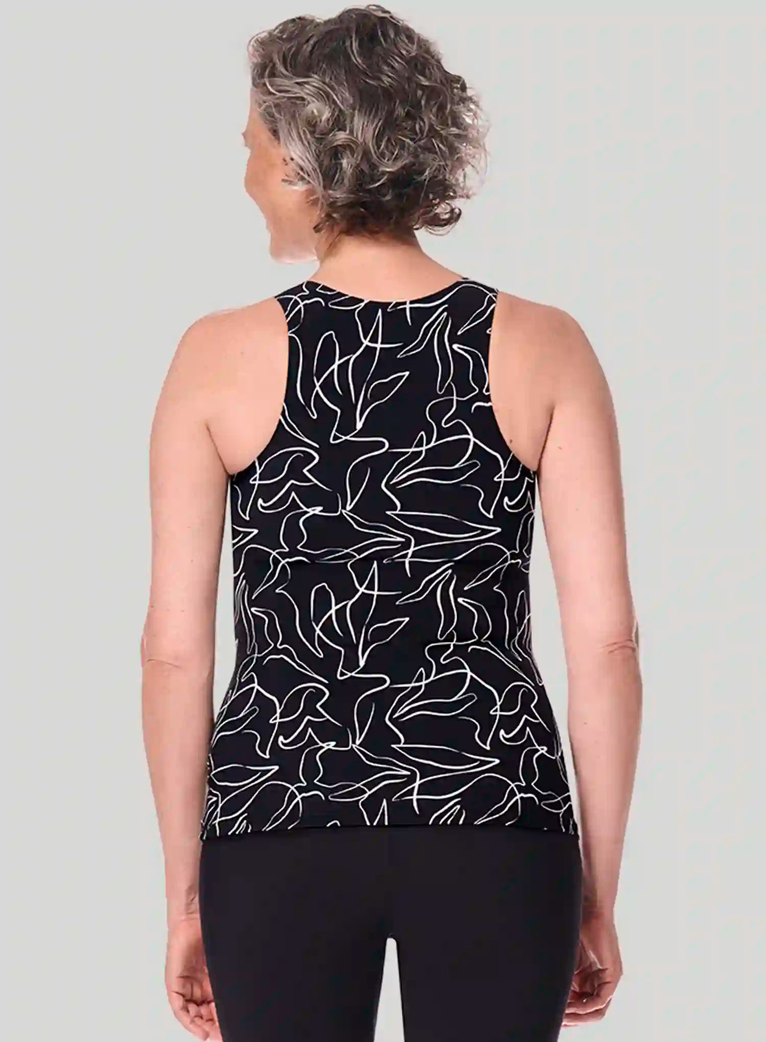 Amoena: Lagos Mastectomy Tankini Black White