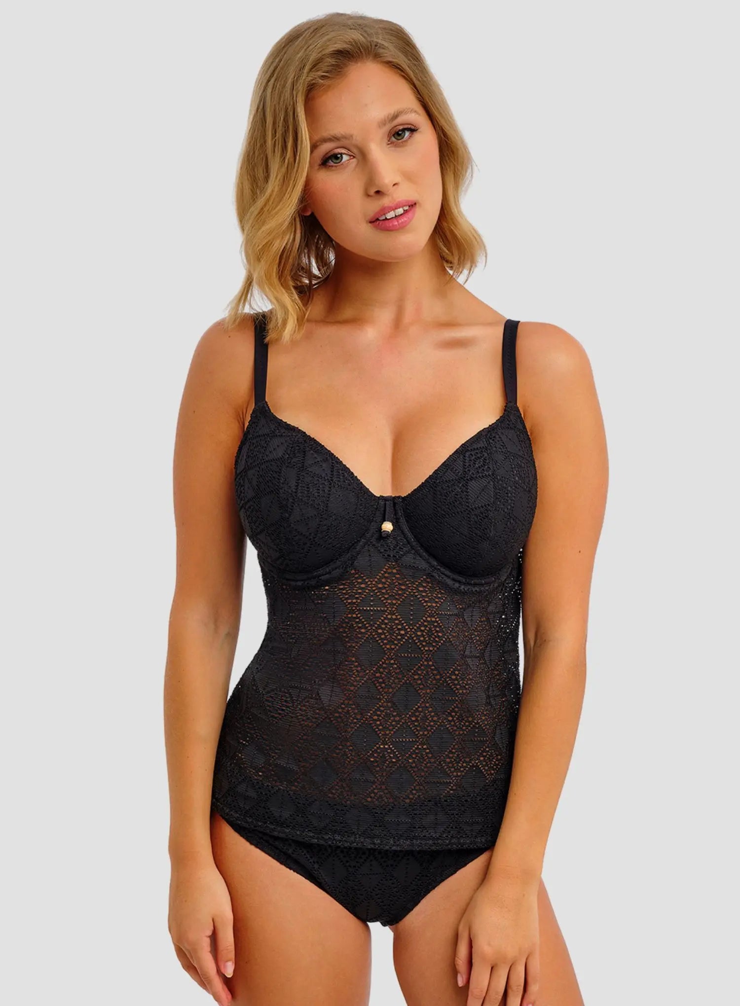 Freya Swimwear: Nomad Nights Underwired Plunge Tankini Top Black