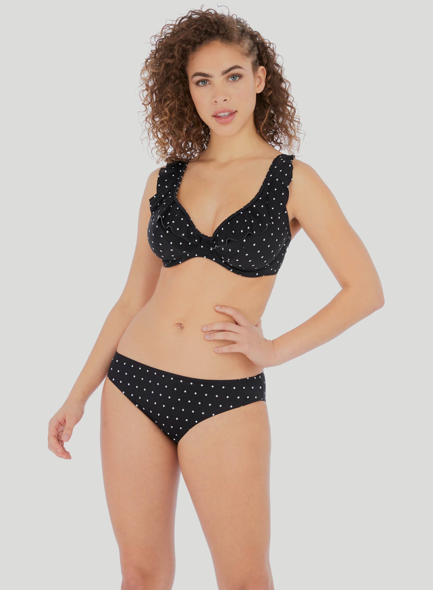 Freya Swimwear: Jewel Cove Underwired High Apex Bikini Top With J Hook Black Diamond