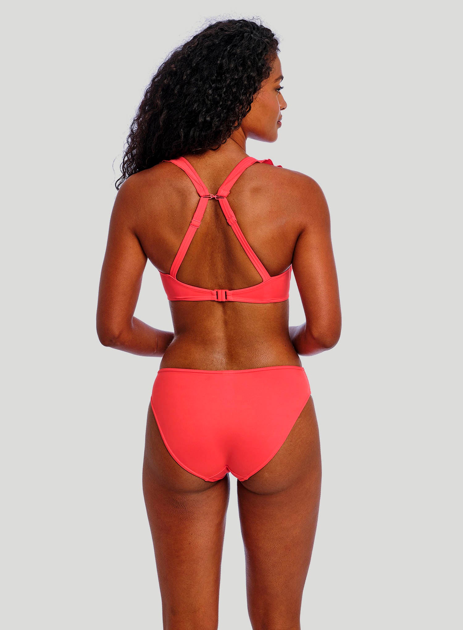 Freya Swimwear: Jewel Cove Underwired High Apex Bikini top With J Hook Plain Sunset 16DD / Plain Sunset