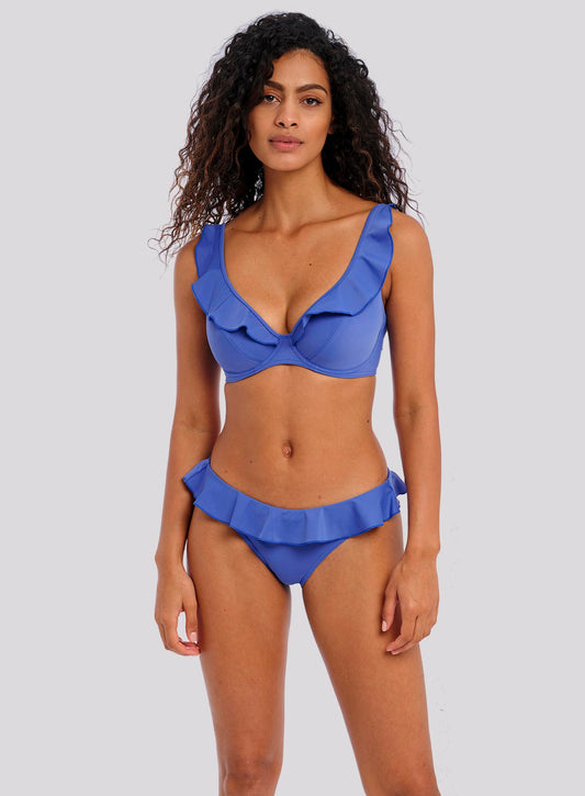 Freya Swimwear: Jewel Cove Underwired High Apex Bikini Top With J Hook Plain Azure