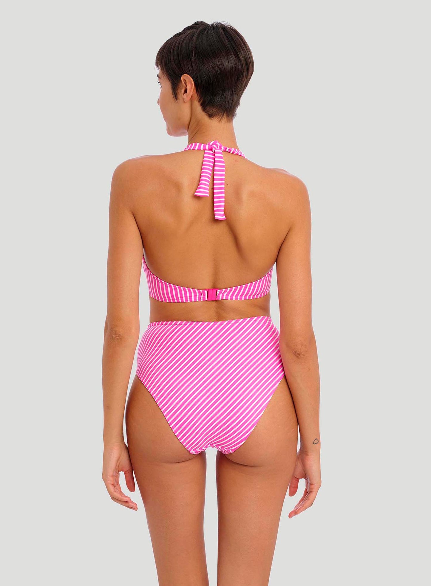 Freya Swimwear: Jewel Cove High Waist Bikini Brief Stripe Raspberry