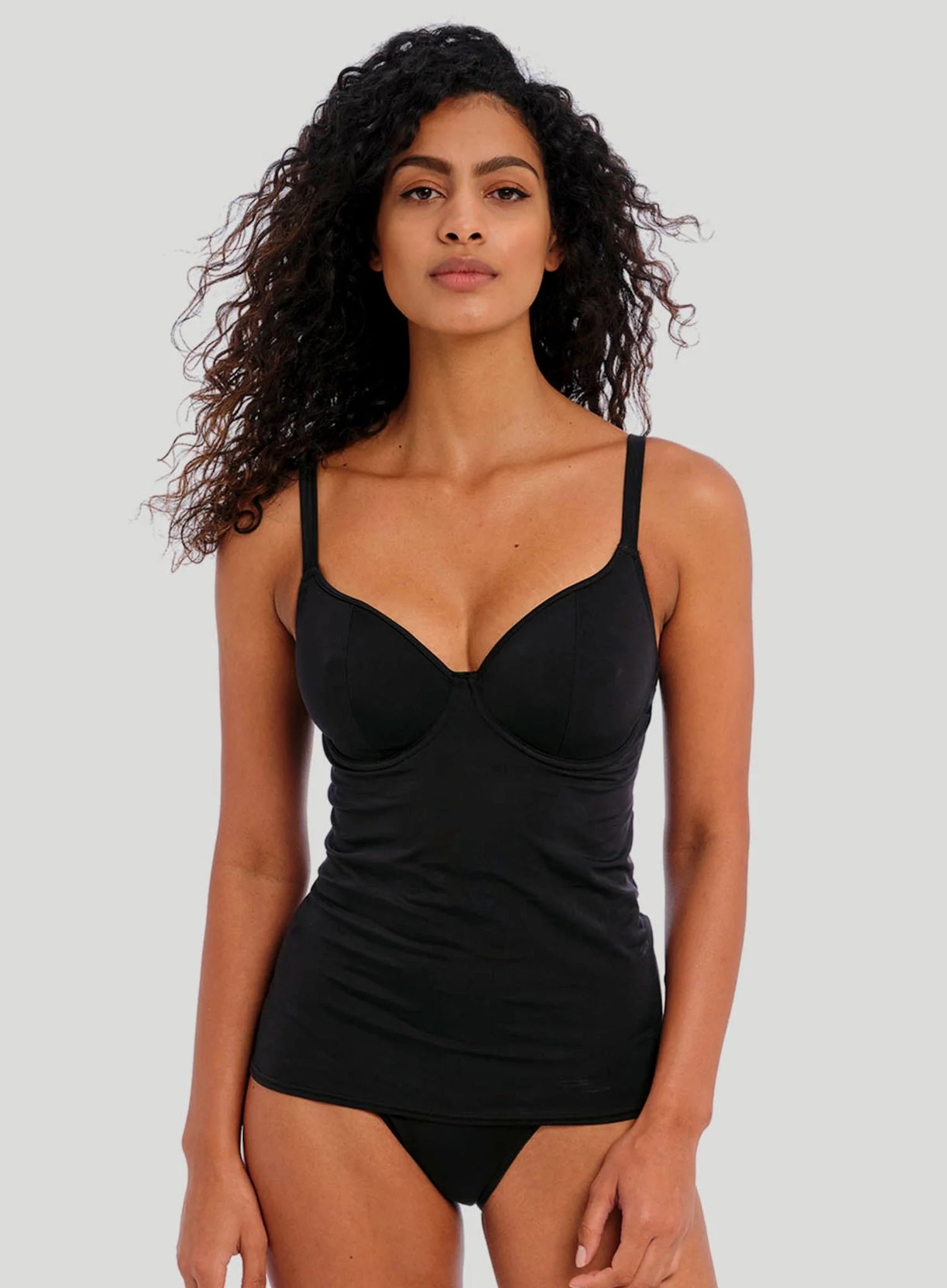 Freya Swimwear: Jewel Cove Underwired Tankini Top Plain Black