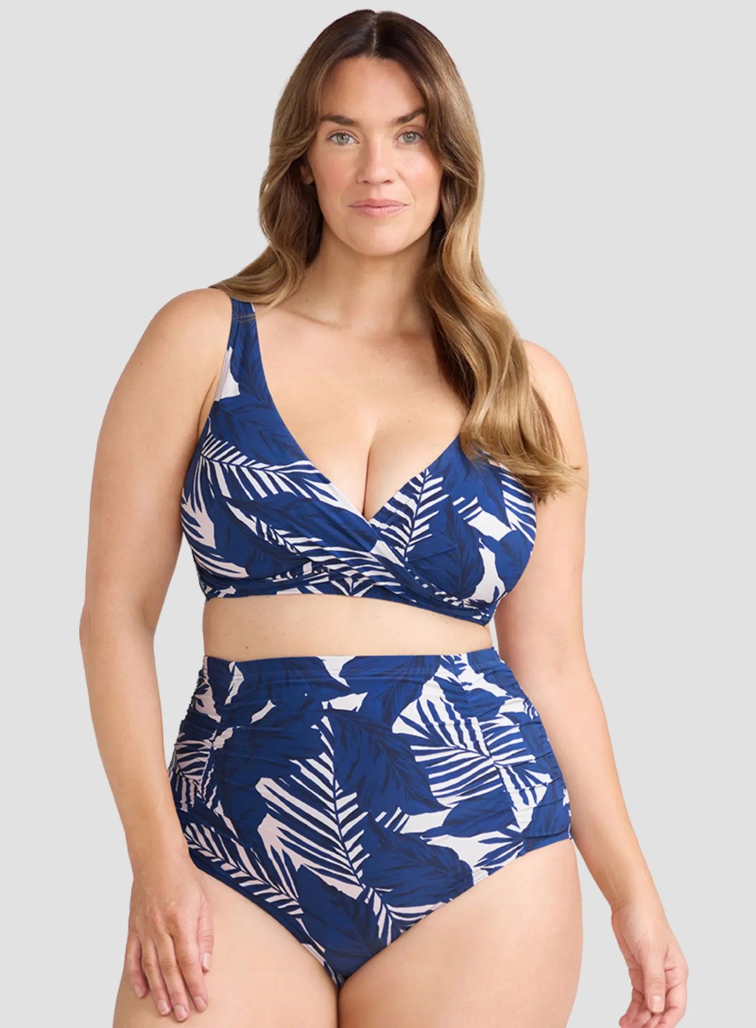 Artesands: Lanthera Raphael High Waist Ruched Swim Pant Navy Peony
