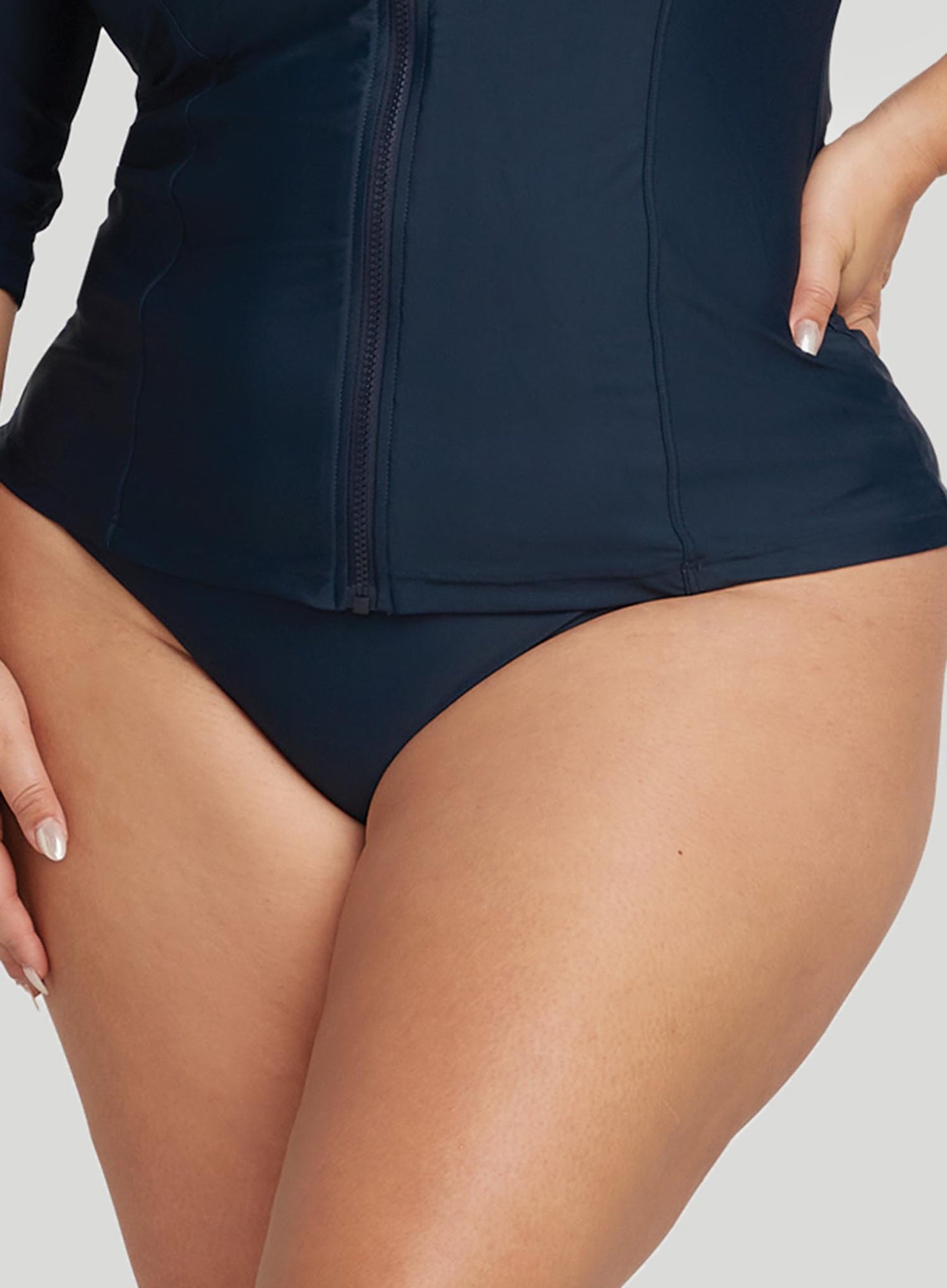 Artesands: Hues Rouched Side High Waist Bikini Pant R Dark Navy