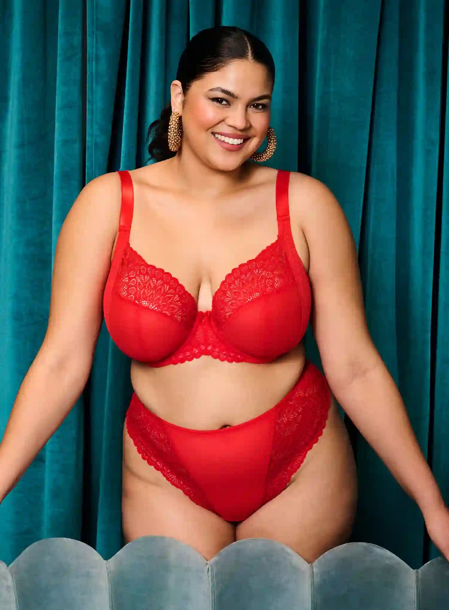 Elomi: Tiernie Underwired Stretch Plunge Bra Red