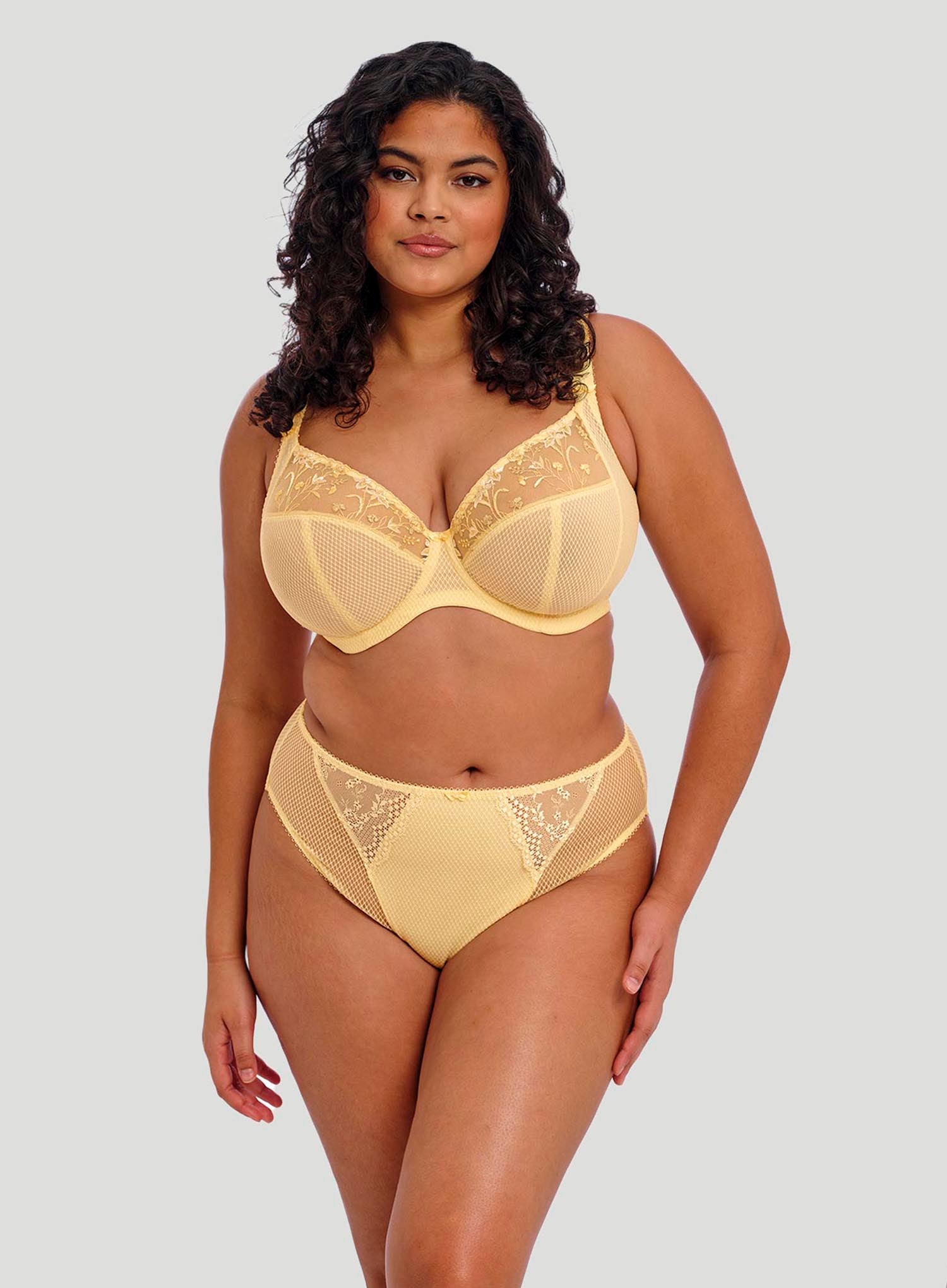 Elomi Charley Plunge Bra – Floral Embroidered, Underwire Support For DD+