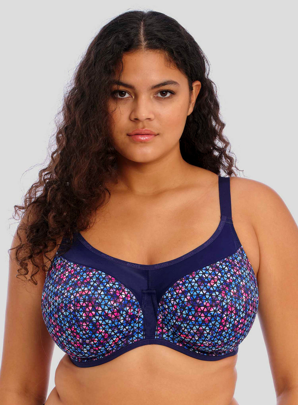 Elomi Energise Sports Bra With J Hook Navy Geo DeBra's