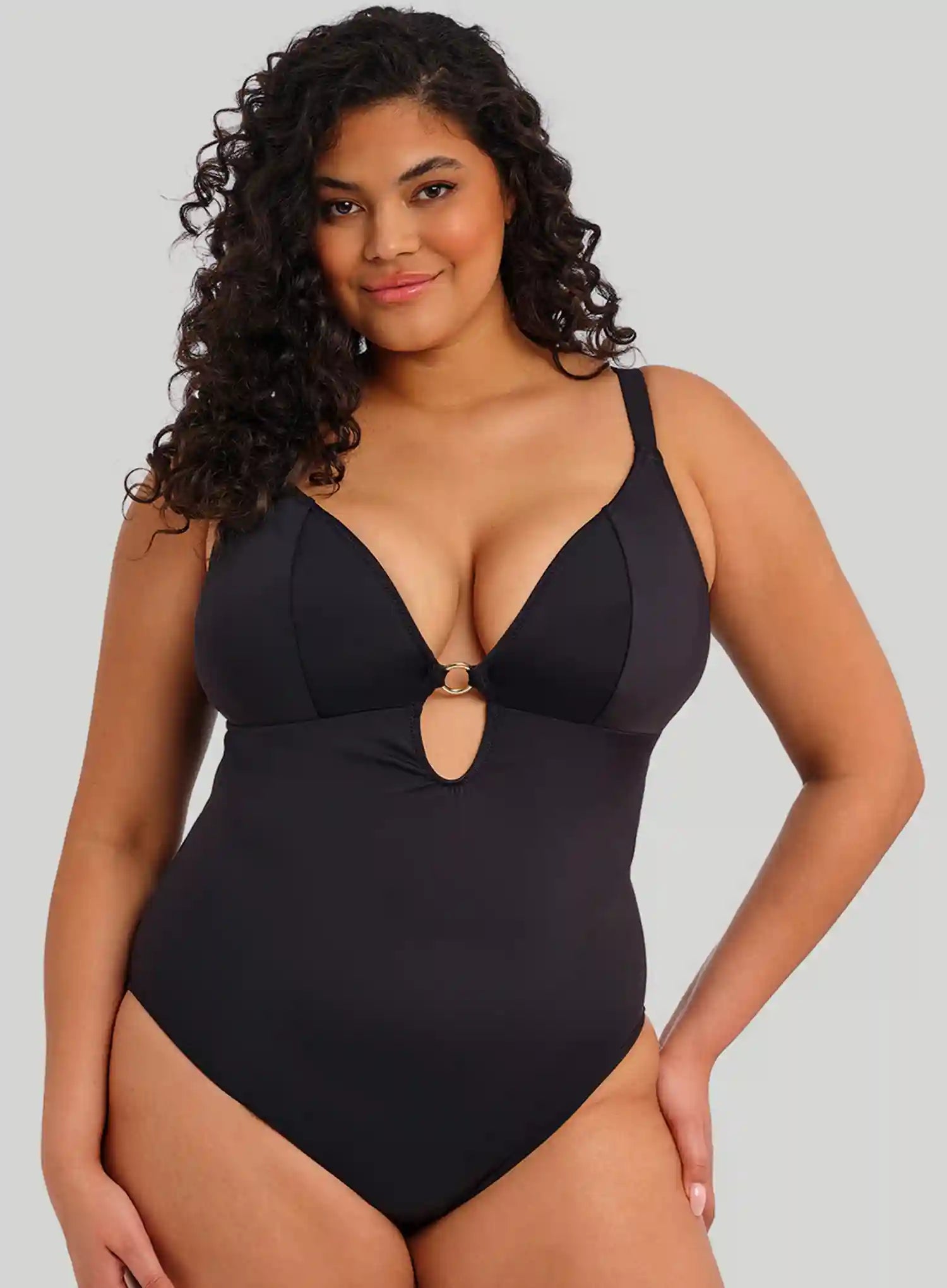 Elomi Swim: Plain Sailing Non Wired Plunge Swimsuit Black