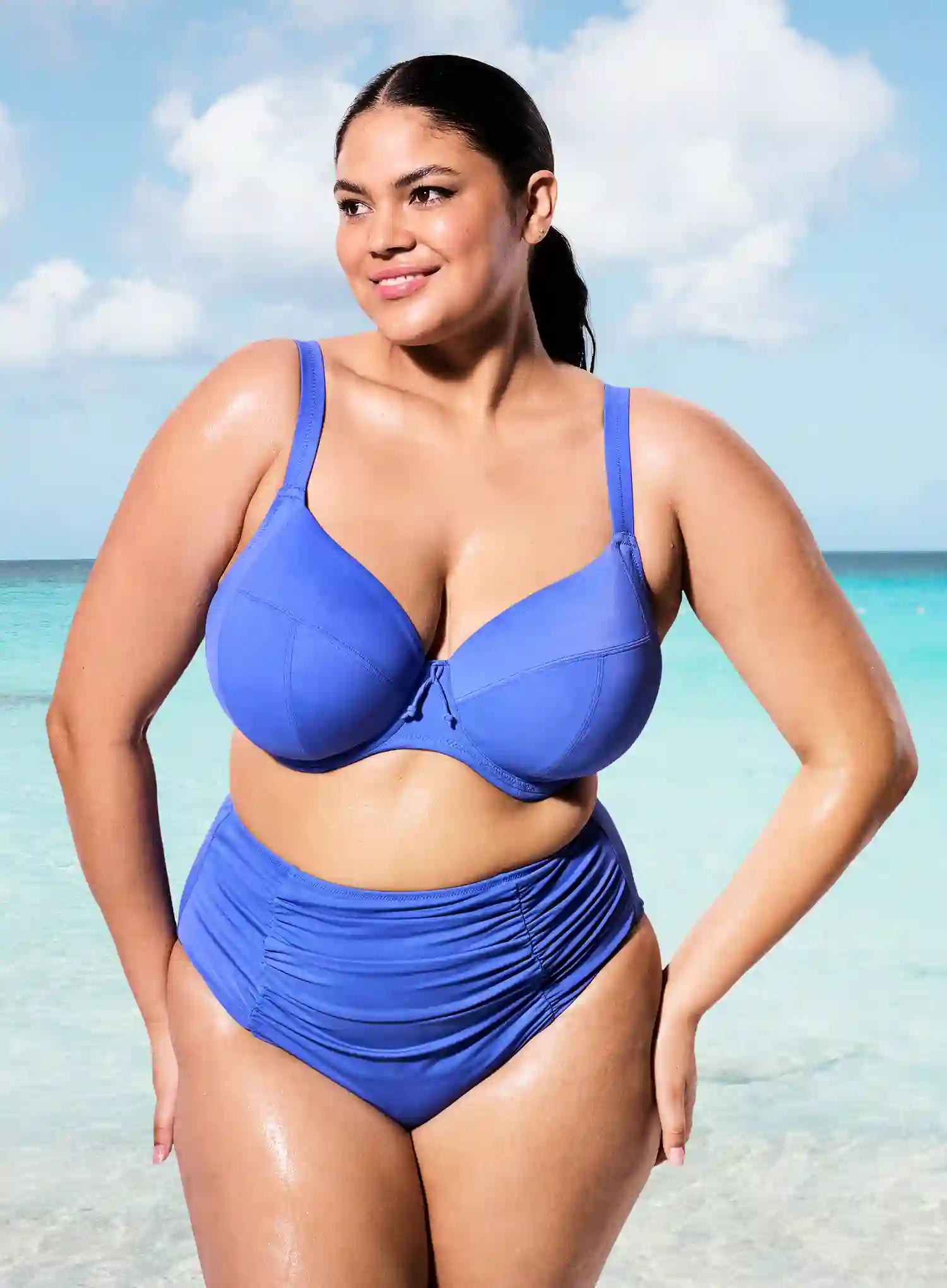 Elomi: Plain Sailing Underwired Plunge Bikini Top Azure