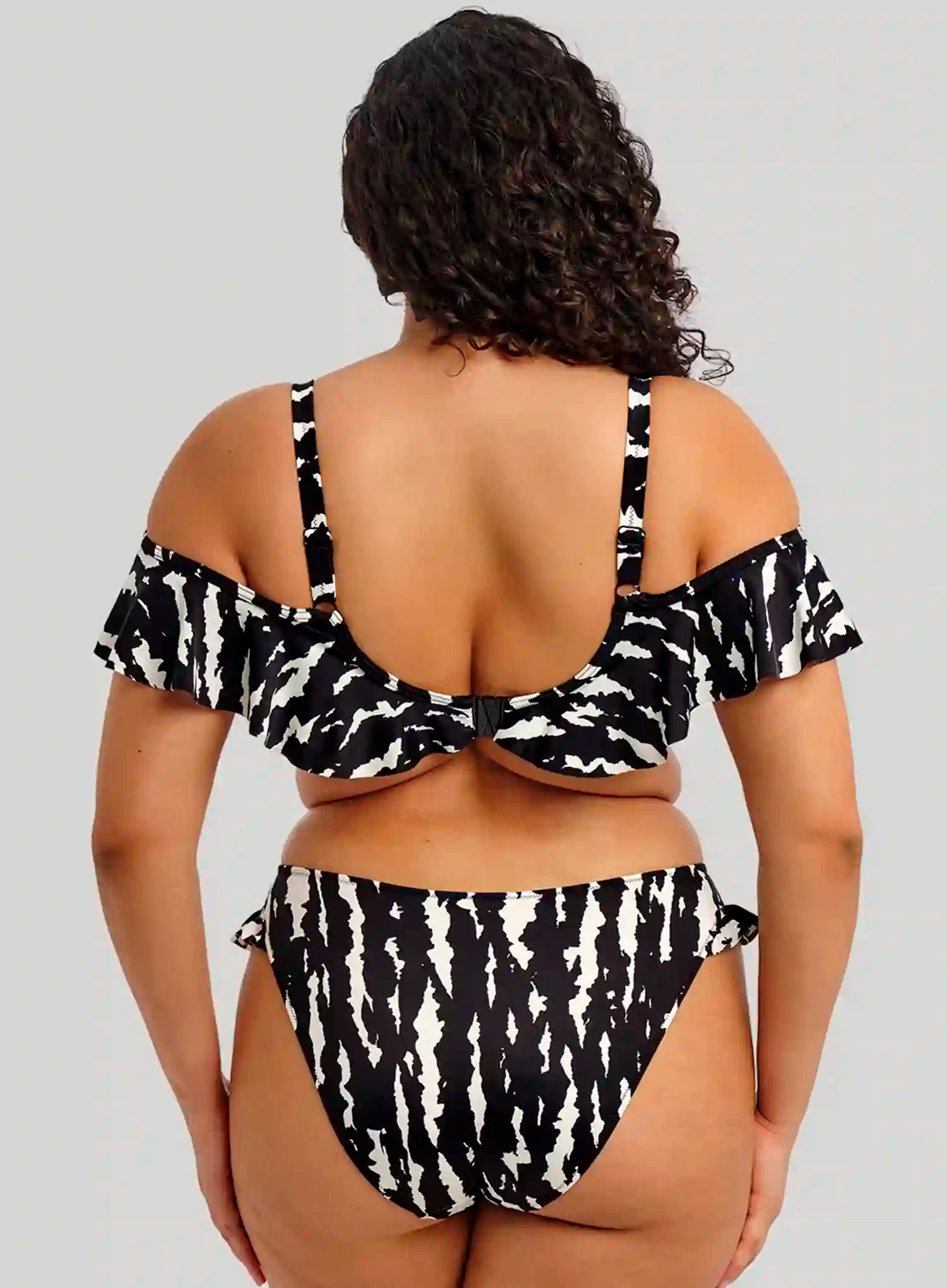 Elomi Swim: Echo Shell Underwired Plunge Frill Bikini Top Black