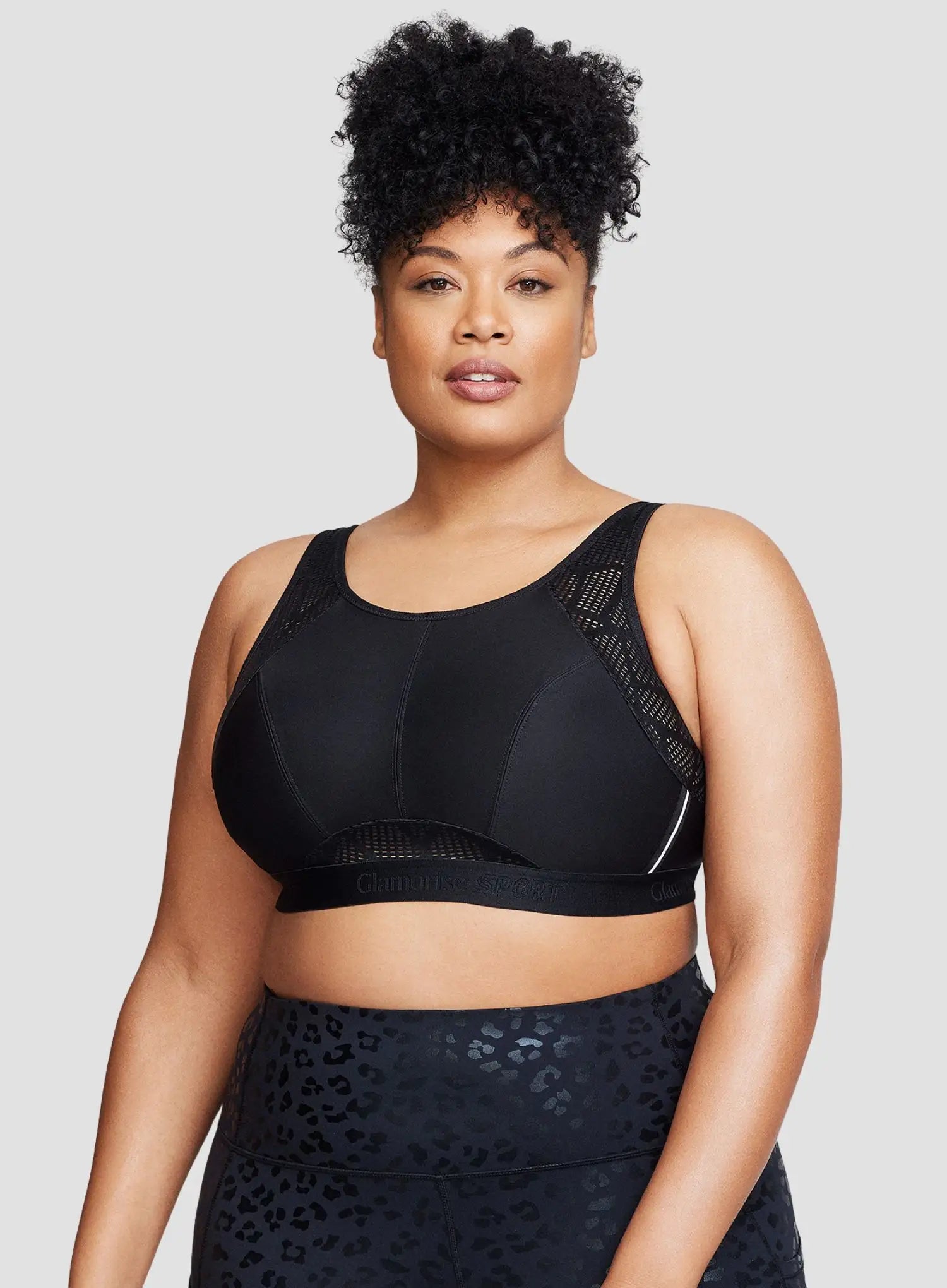 Glamorise: No-Sweat Mesh Medium Support Sports Bra Black