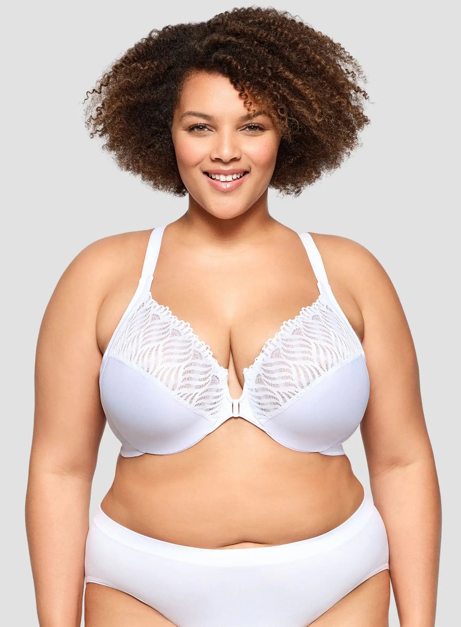 Glamorise: Elegance Front Close T Back Wonderwire Bra White