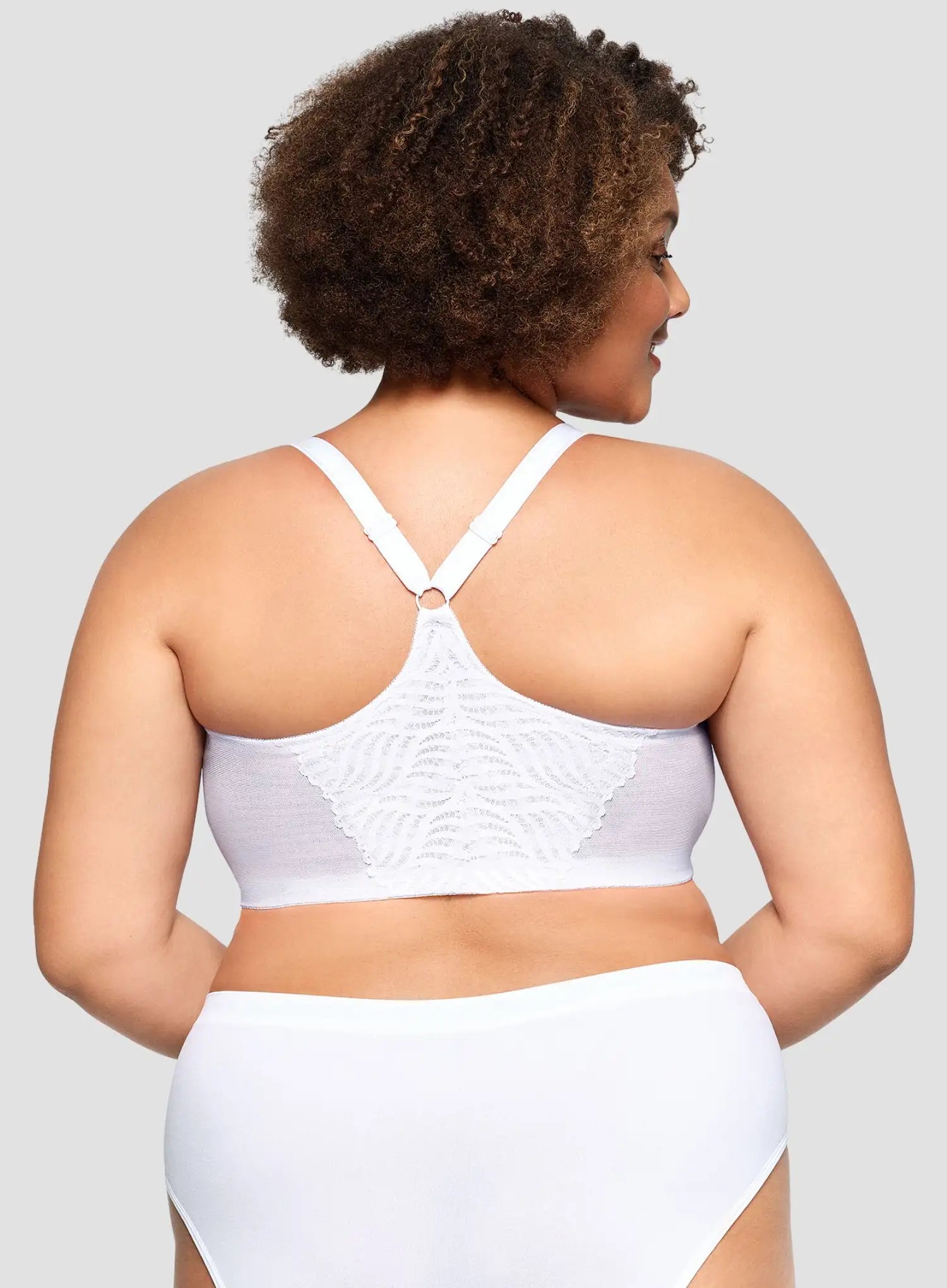 Glamorise: Elegance Front Close T Back Wonderwire Bra White