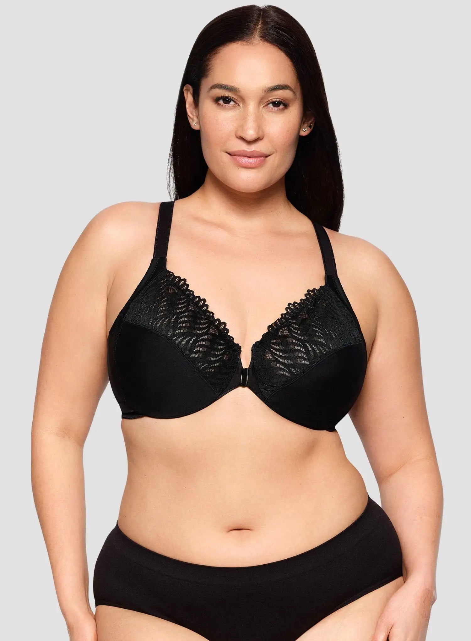 Glamorise: Elegance Front Close T Back Wonderwire Bra Black
