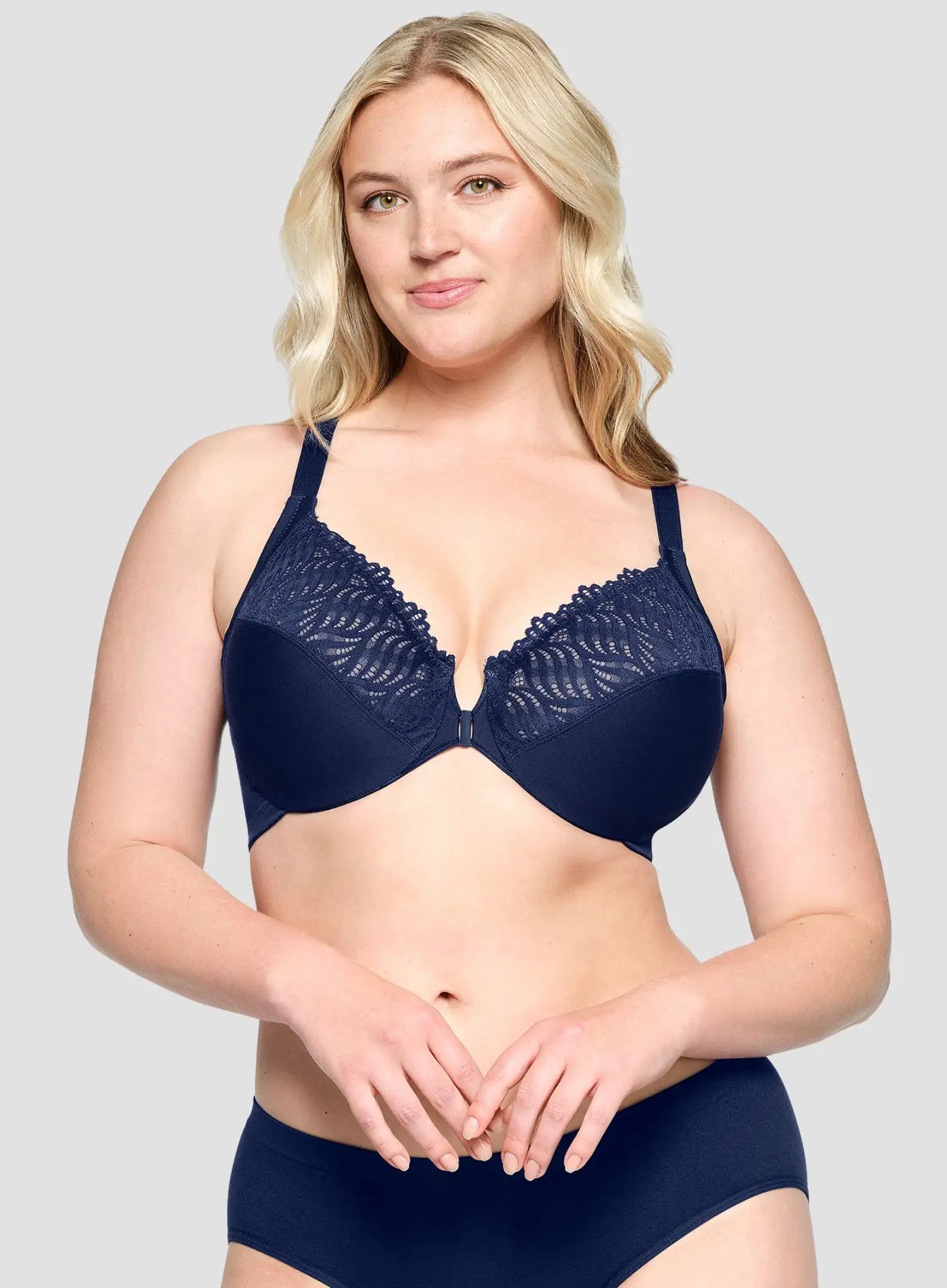 Glamorise: Elegance Front Close T Back Wonderwire Bra Blue